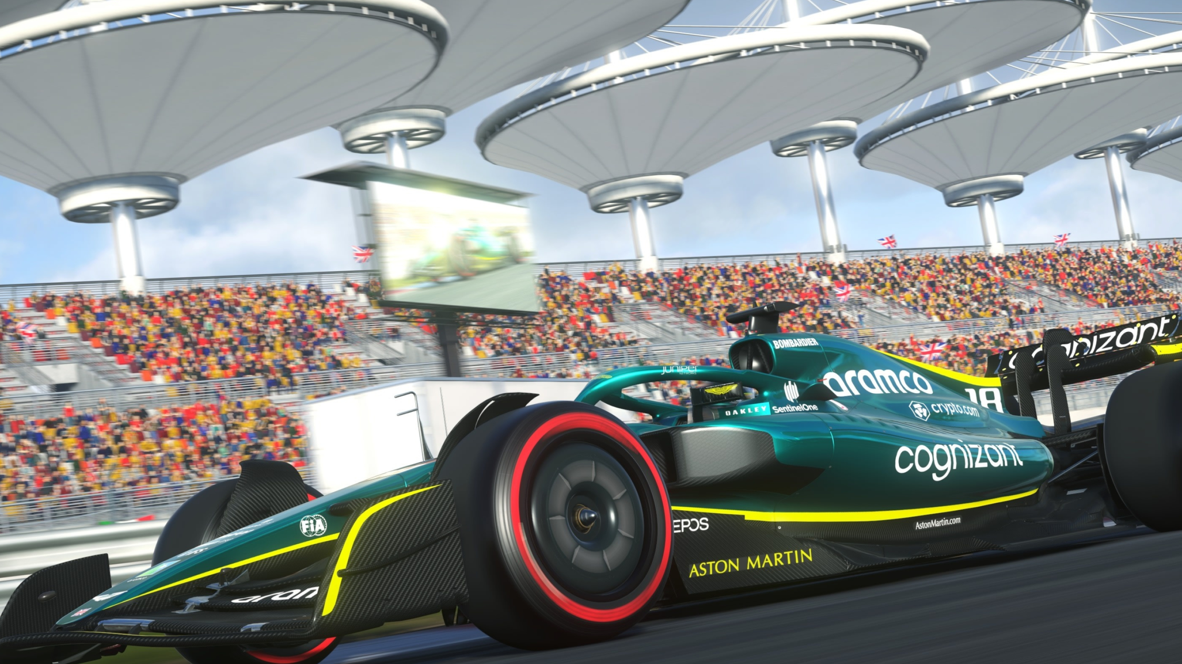 Aston Martin AMR22 race car, Miami International Autodrome, F1 22 video game, 4K Desktop wallpaper