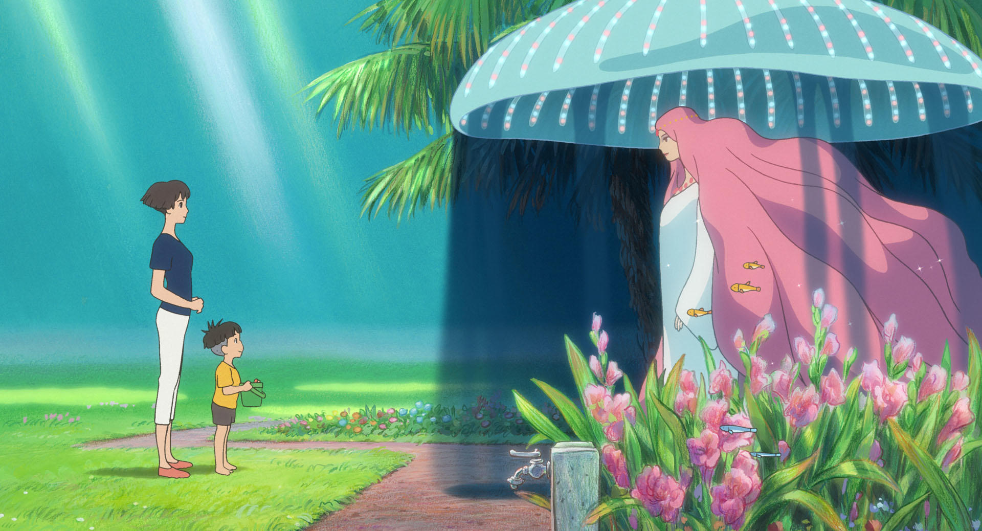 Granmamare, Lisa, Sosuke, Giant jellyfish dome, Flowering submerged garden, HD Desktop wallpaper