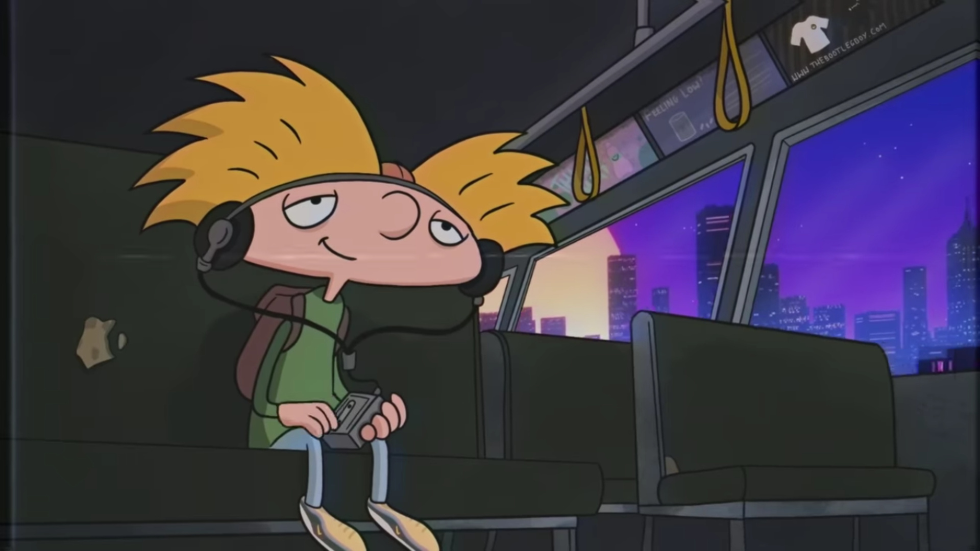 Vaporwave synthwave retrowave, Hey Arnold lofi, Cartoon TV Walkman, Wallpaper, 1920x1080 Full HD Desktop