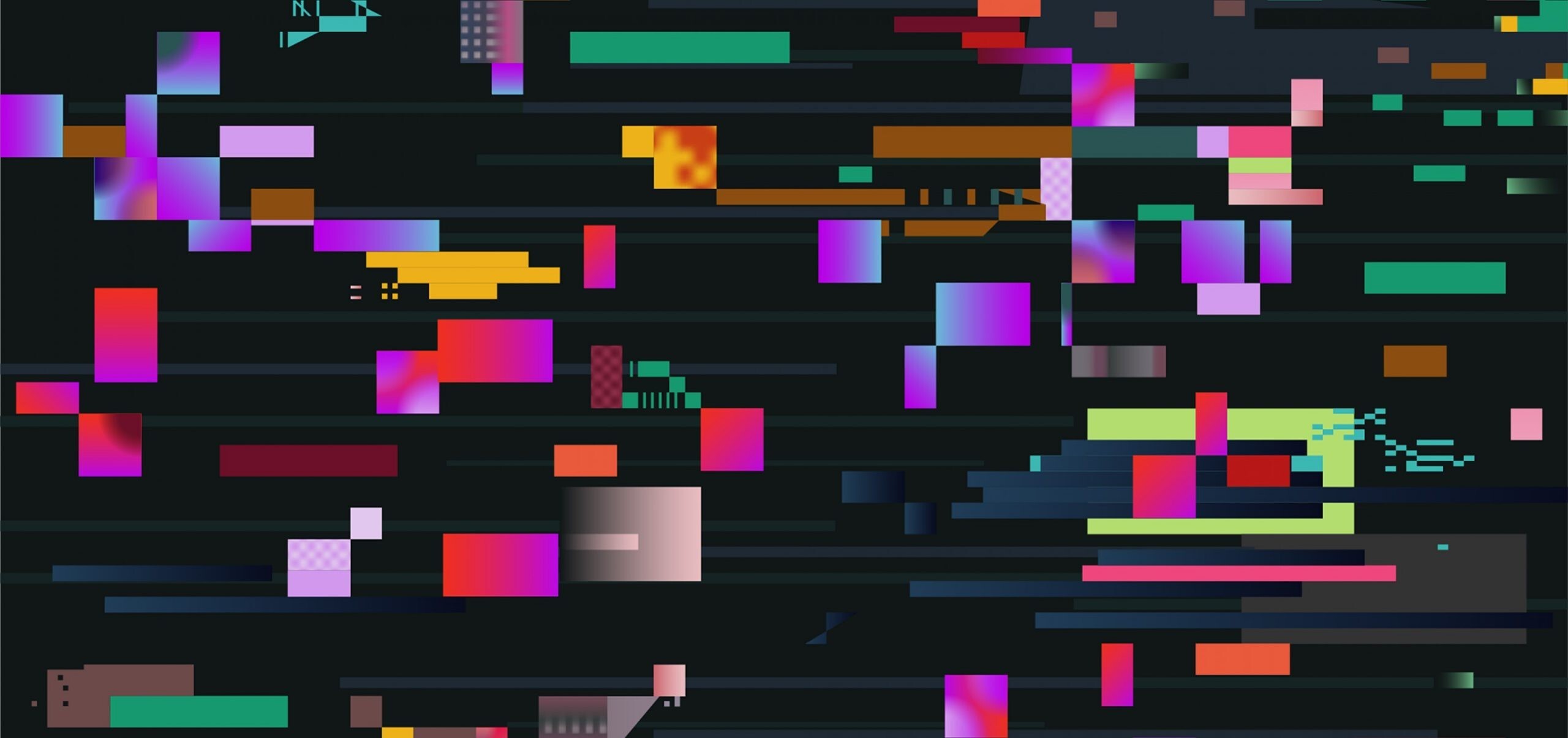 Awesome glitch wallpapers, 4K HD visuals, Digital distortions, Visual anomalies, 2560x1210 Dual Screen Desktop