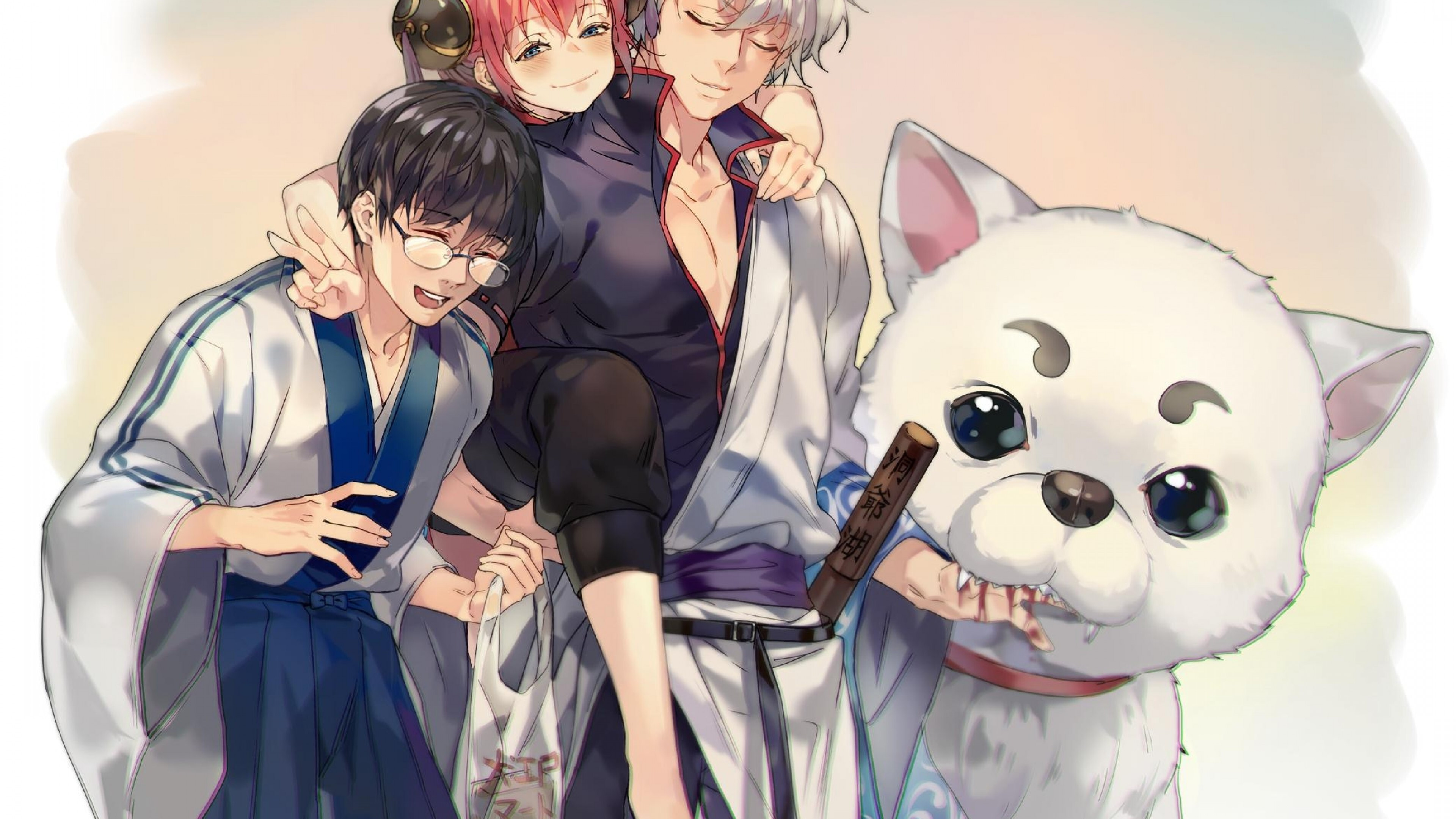 Gintoki Sakata, Gintama wallpapers, Sadaharu and Shinpachi, UHD TV experience, 3840x2160 4K Desktop