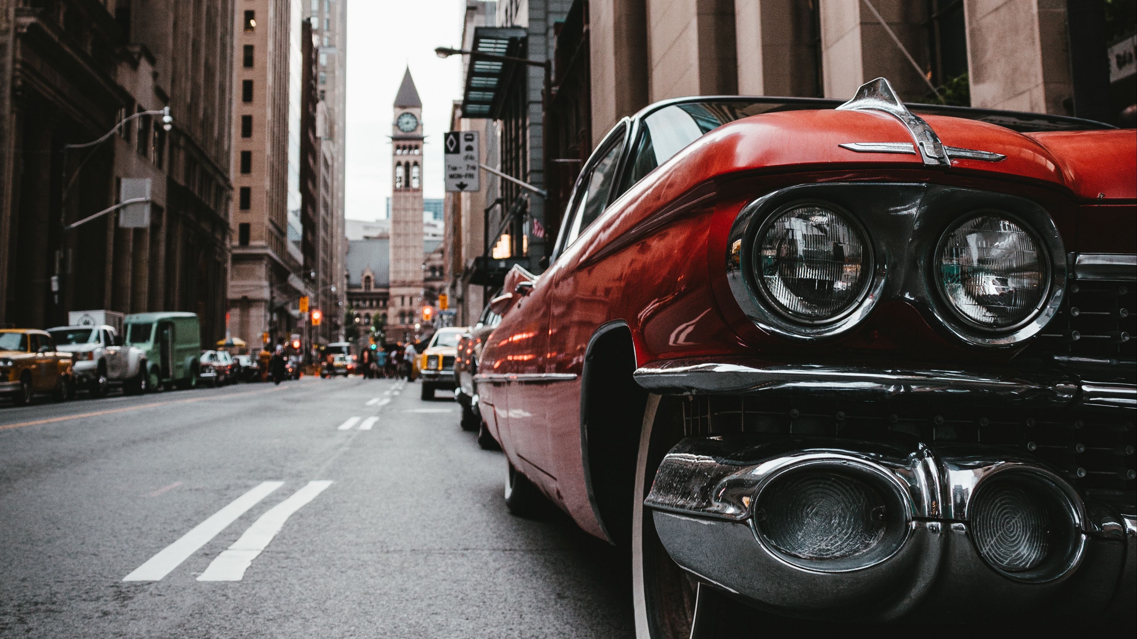 1959 Cadillac, Toronto Old City Hall, Bay Street Toronto, 4K Desktop wallpaper