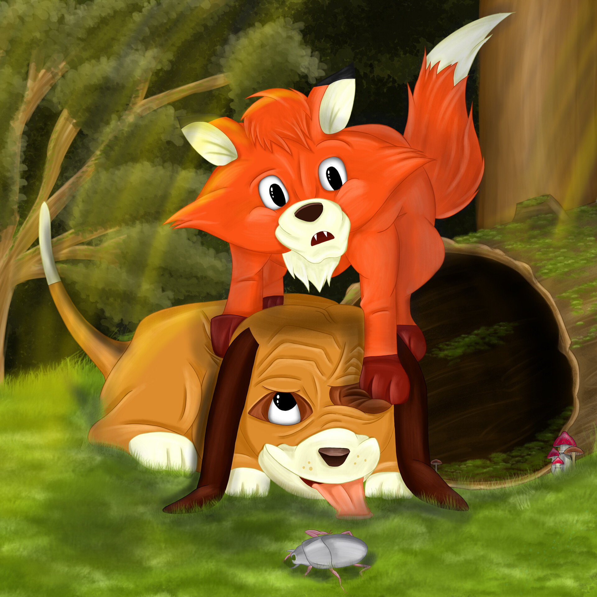 The Fox, The Hound, Artstation, Disney fanart, 1920x1920 HD Phone