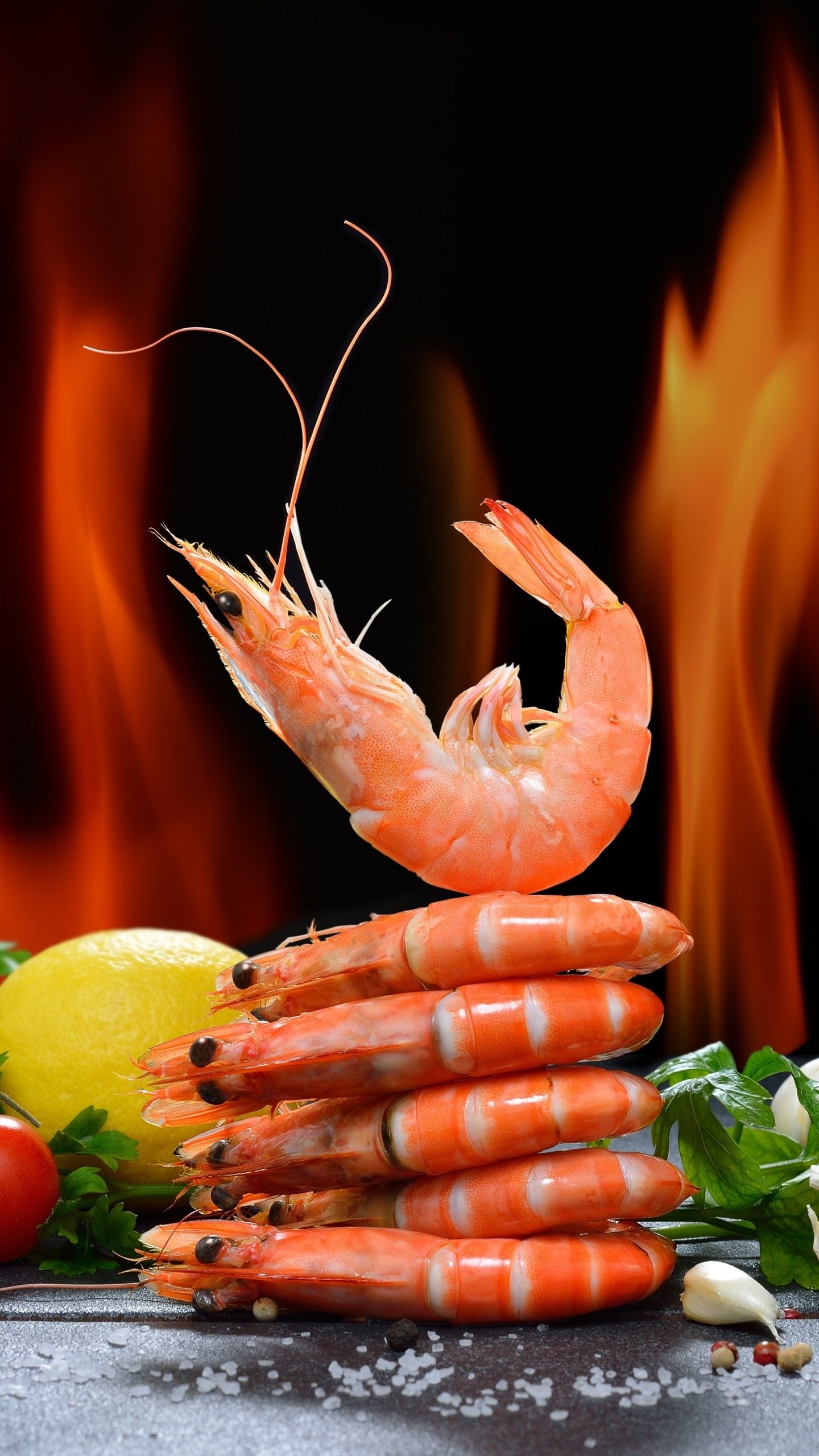 Tasty seafood, Succulent shrimp, Flavorful cuisine, Delicious meal, 1440x2560 HD Phone