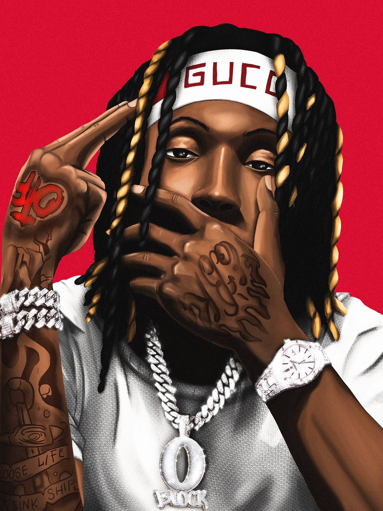 King Von, Red digital art, Street life, Wallpapers. com tribute, 1540x2050 HD Phone