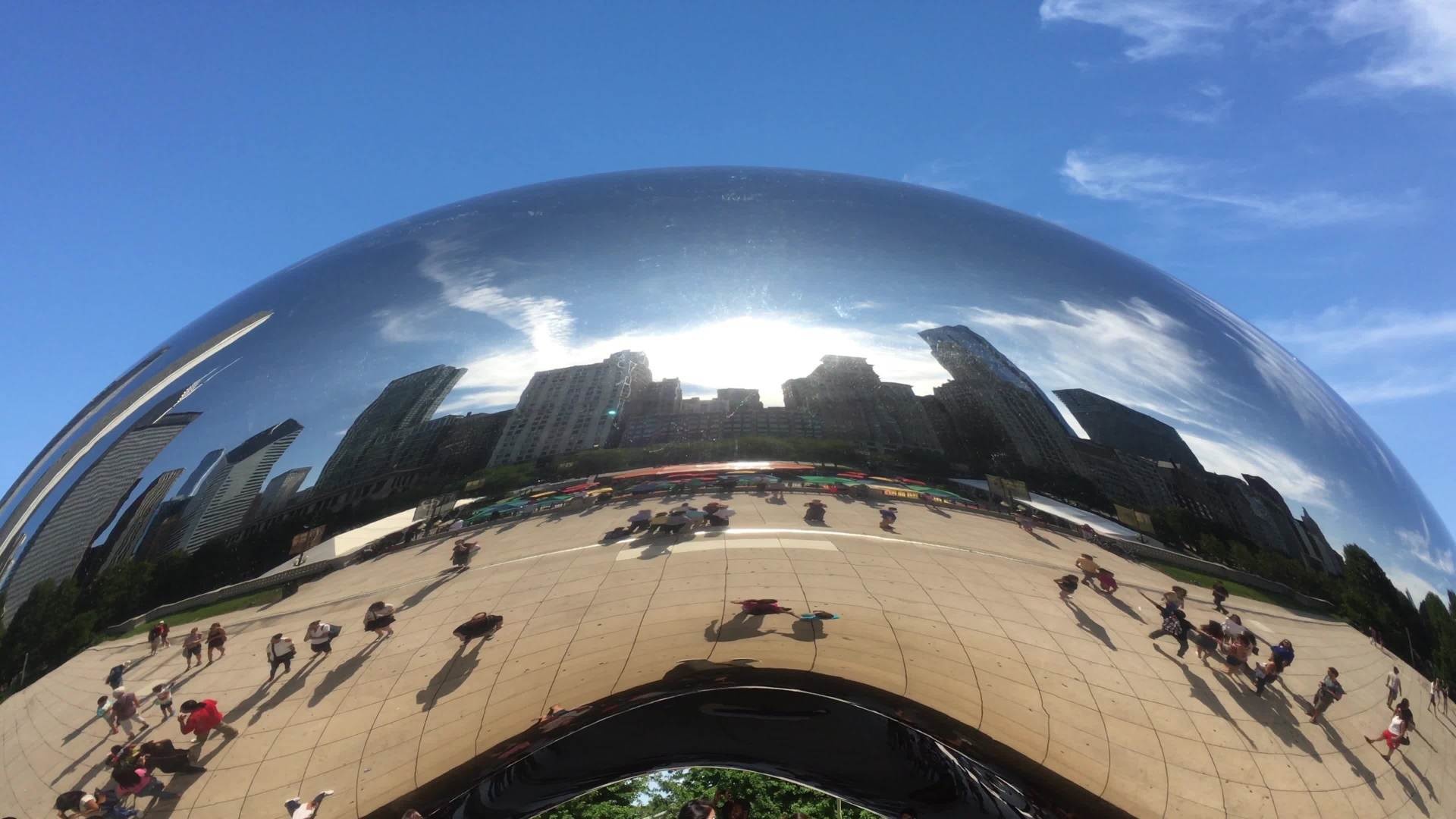 Chicago Skyline, Cloudgatebean Statue, 1920x1080 Full HD Desktop