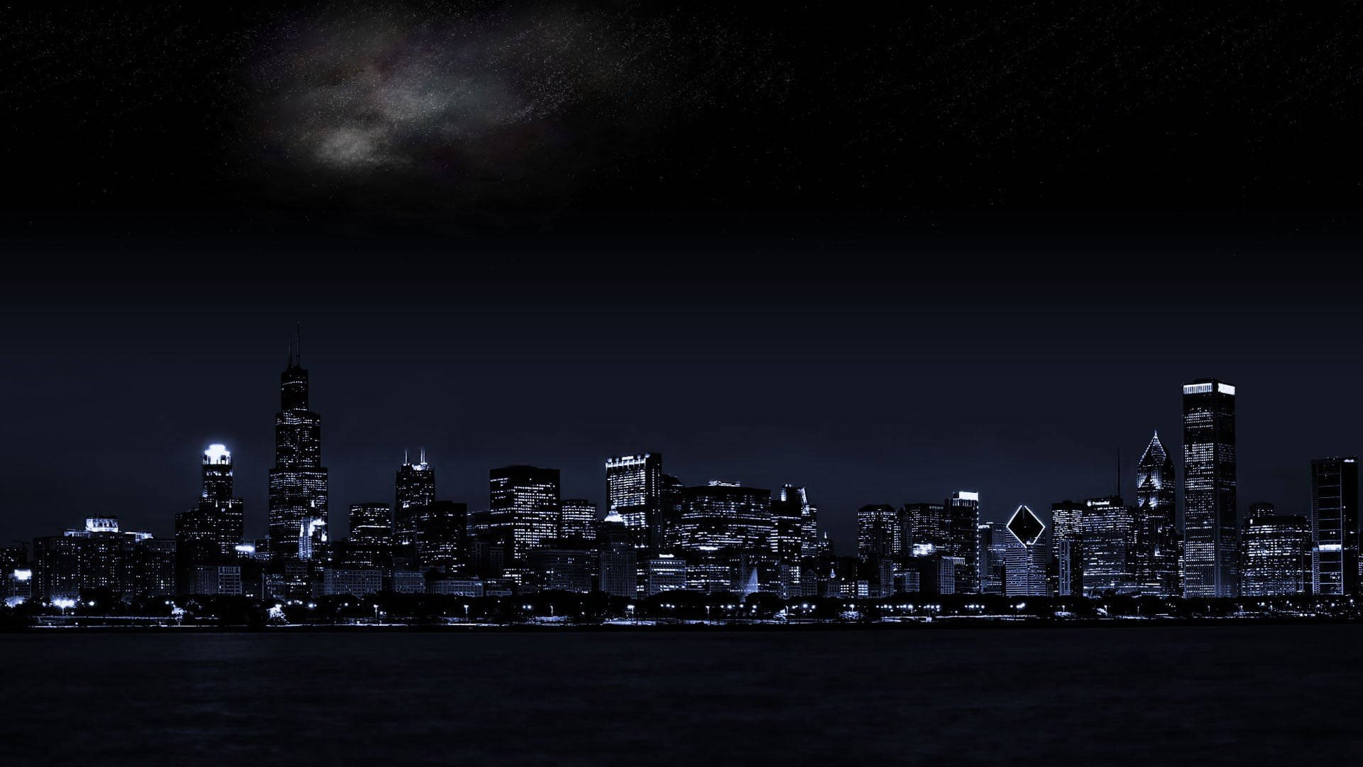 Chicago skyline, Willis Tower, Lake Michigan, Full HD Desktop wallpaper