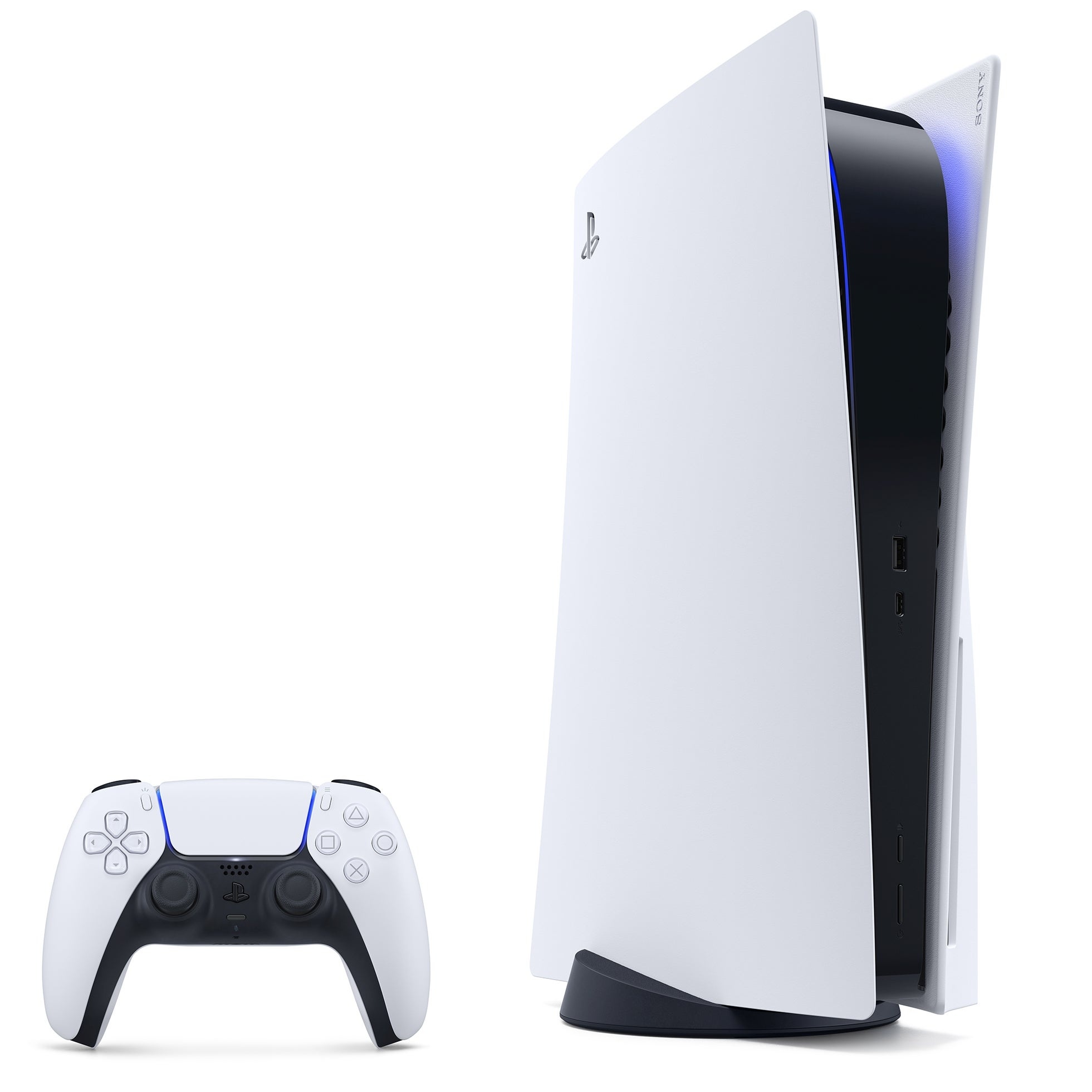 PlayStation 5 console, DualSense wireless controller, White product backdrop, HD Phone wallpaper