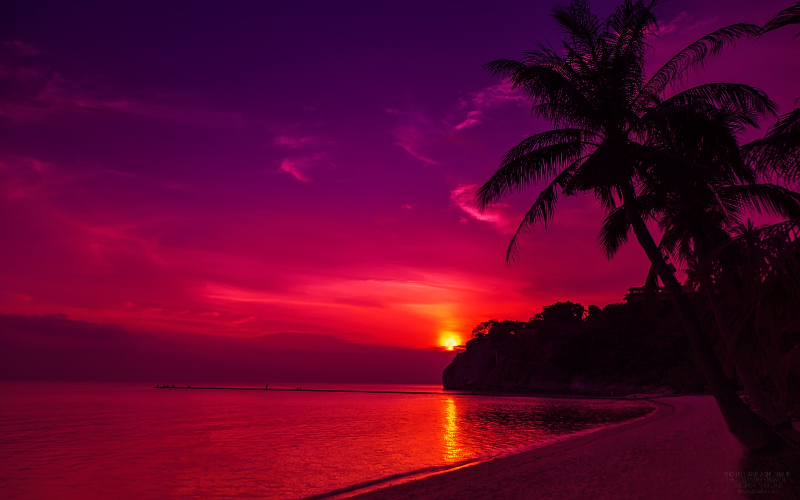 Coastal sunset paradise, Silhouette against sky, Endless horizon, Beach bliss, 2560x1600 HD Desktop