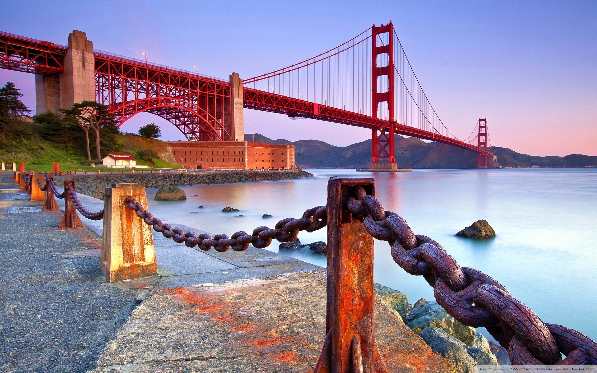 San Francisco, Golden Gate Bridge, Coastal beauty, Cityscape at dusk, 1920x1200 HD Desktop