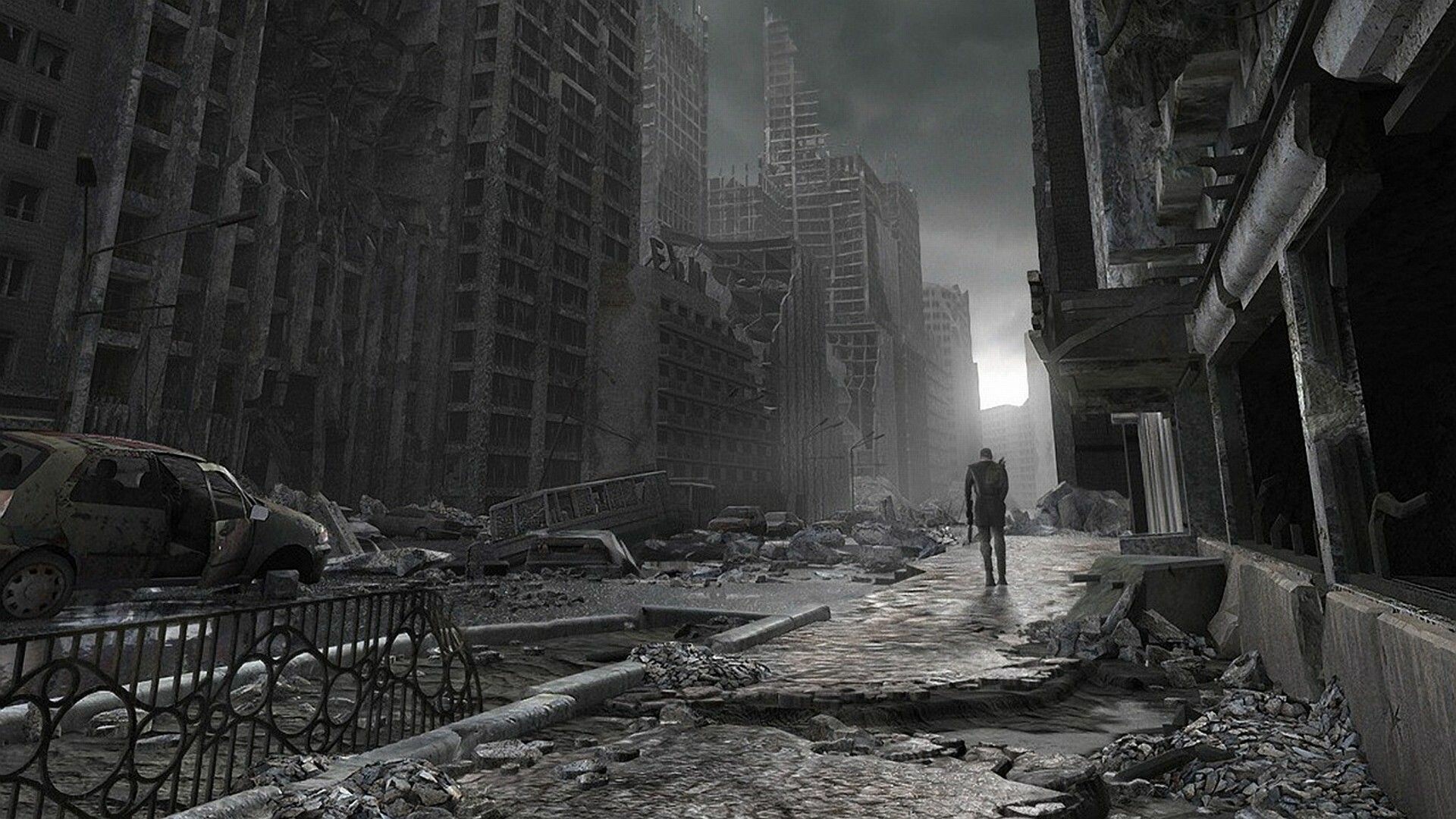 Apocalyptic cityscapes, Urban decay, Futuristic cities, Ruins and destruction, 1920x1080 Full HD Desktop