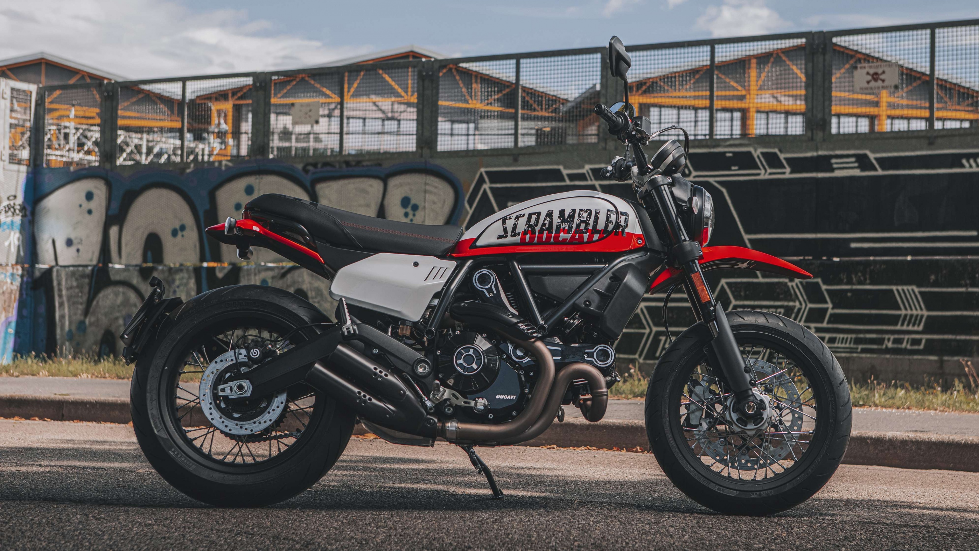 Ducati Scrambler, Urban motard, Motorcycle marvel, High-octane action, 3840x2160 4K Desktop