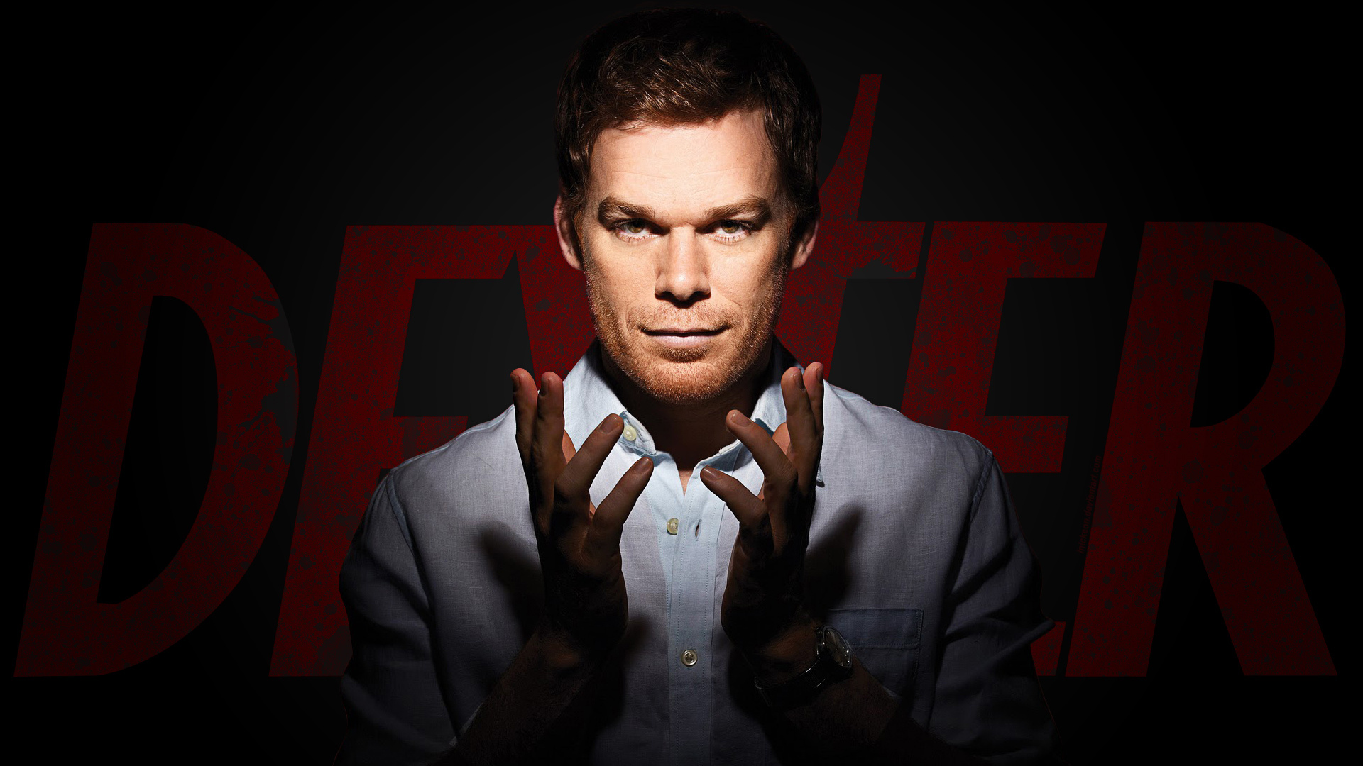 Dexter Morgan, Michael C. Hall, red DEXTER text, Full HD Desktop wallpaper