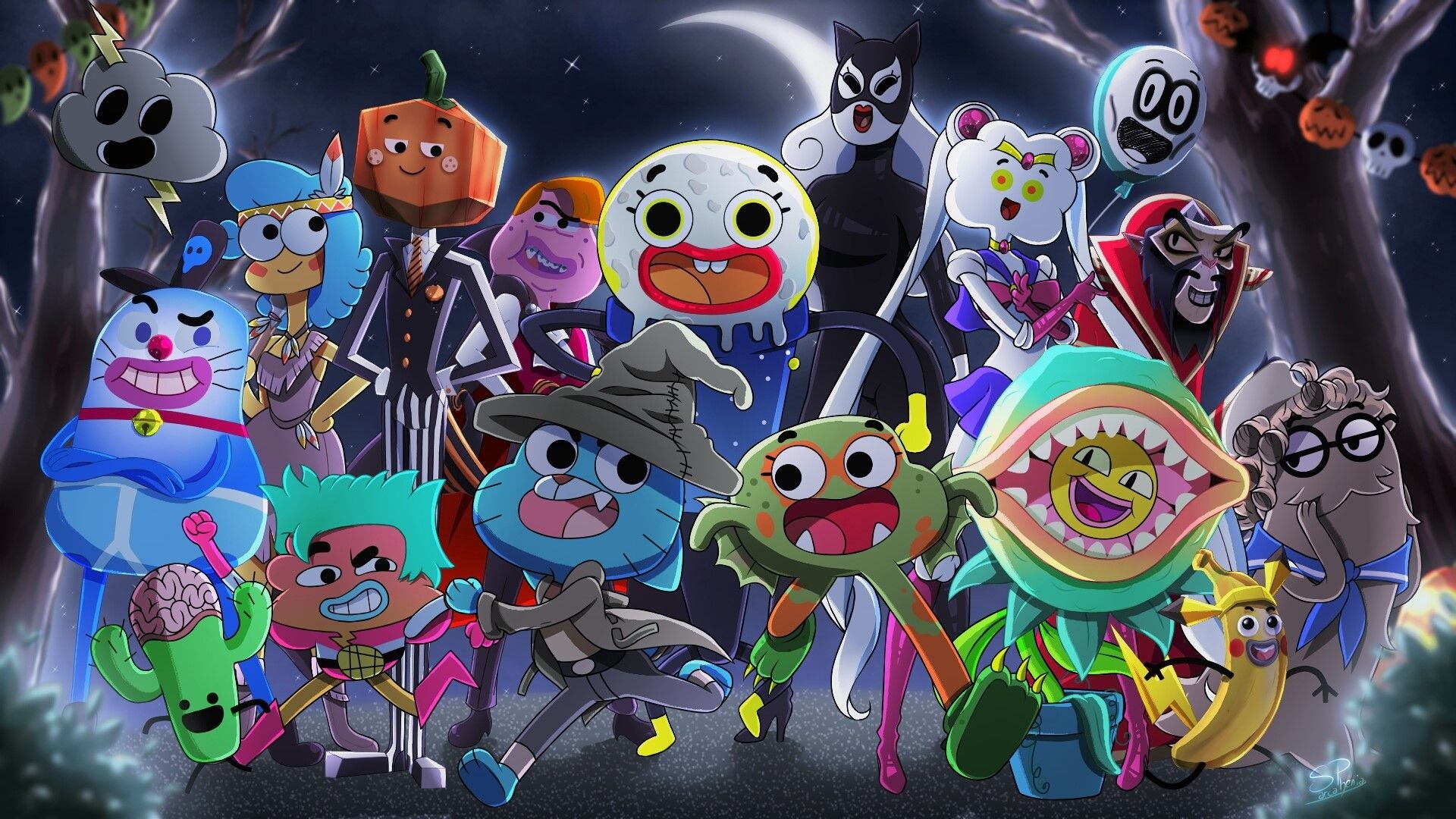 Gumball Watterson, Darwin Watterson, Nicole Watterson, Leslie, Banana Joe, Full HD Desktop wallpaper