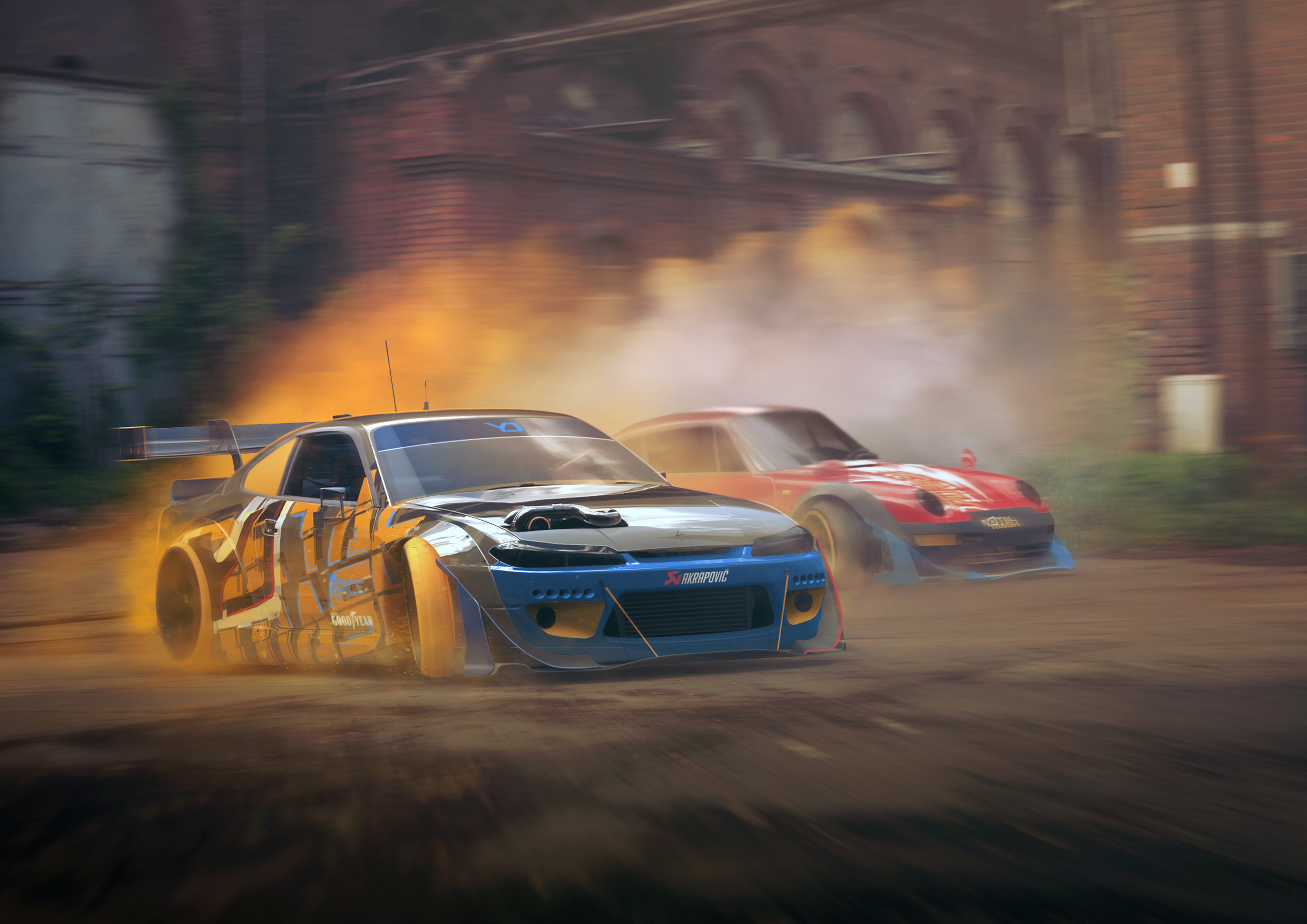 Nissan Silvia S15, tandem drift cars, burning tire smoke, HD Desktop wallpaper