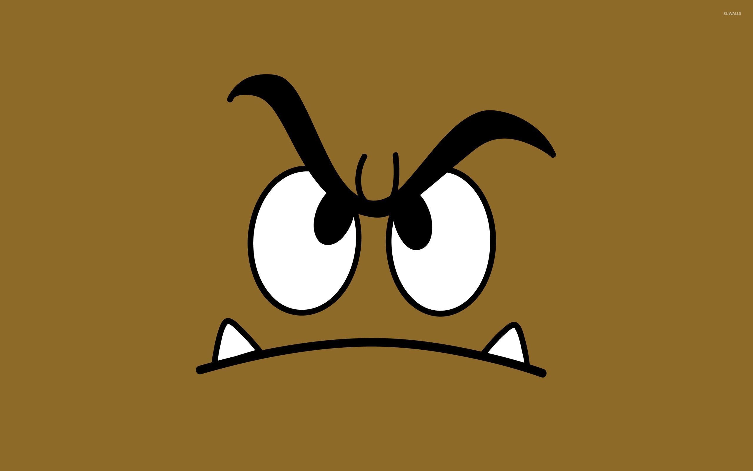 Minimalistic goomba wallpaper, Pixel art style, Mario universe, 2560x1600 HD Desktop