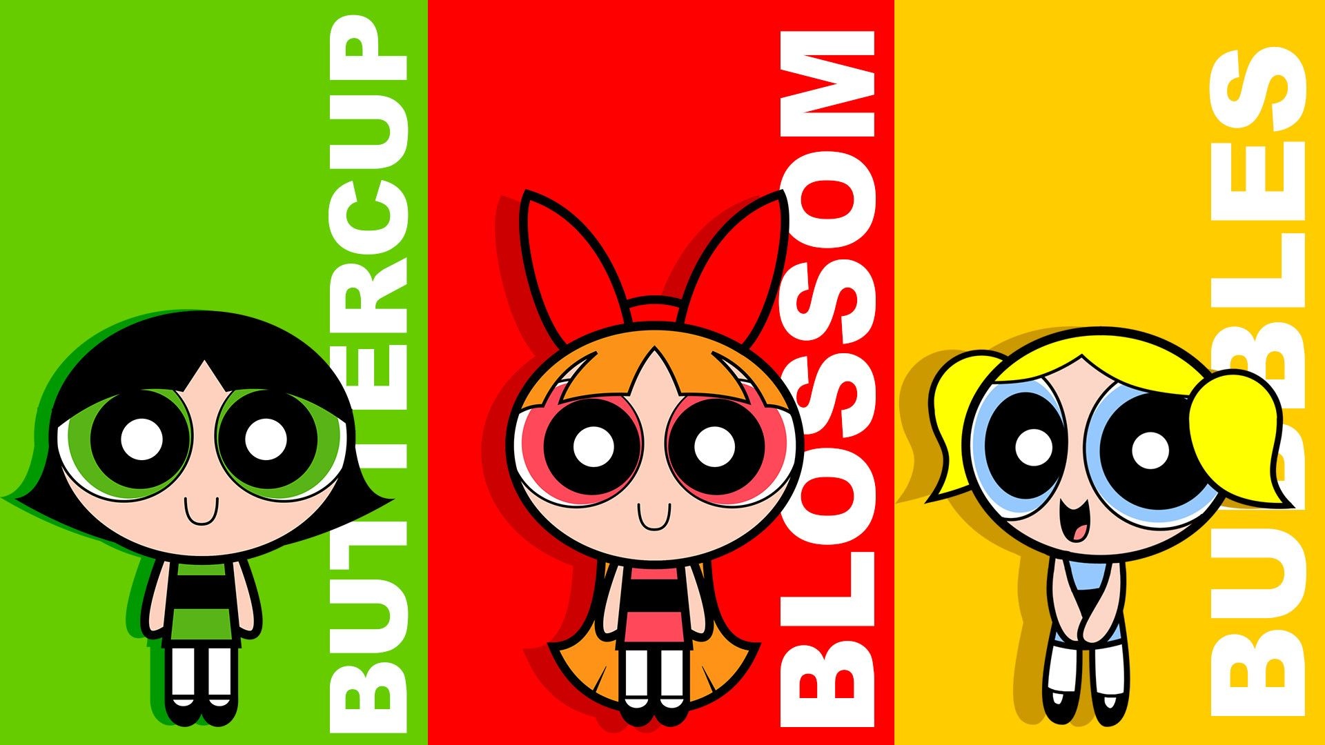 Blossom, Buttercup, Bubbles, The Powerpuff Girls, Full HD Desktop wallpaper