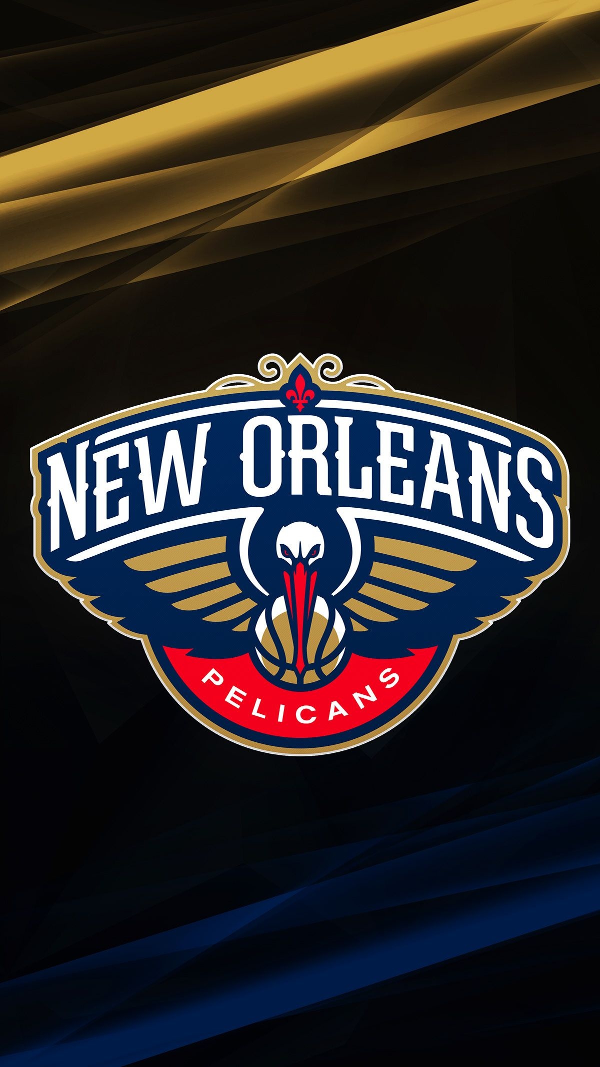 New Orleans Pelicans logo, Black gold navy streaks, NBA, HD Phone wallpaper