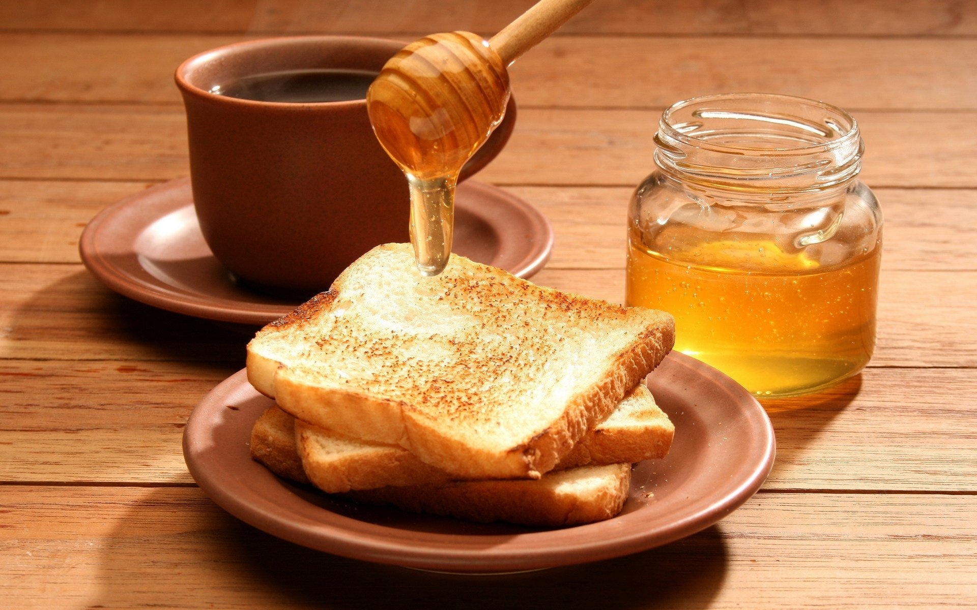 Toast and coffee, Honey Wallpaper, 1920x1200 HD Desktop