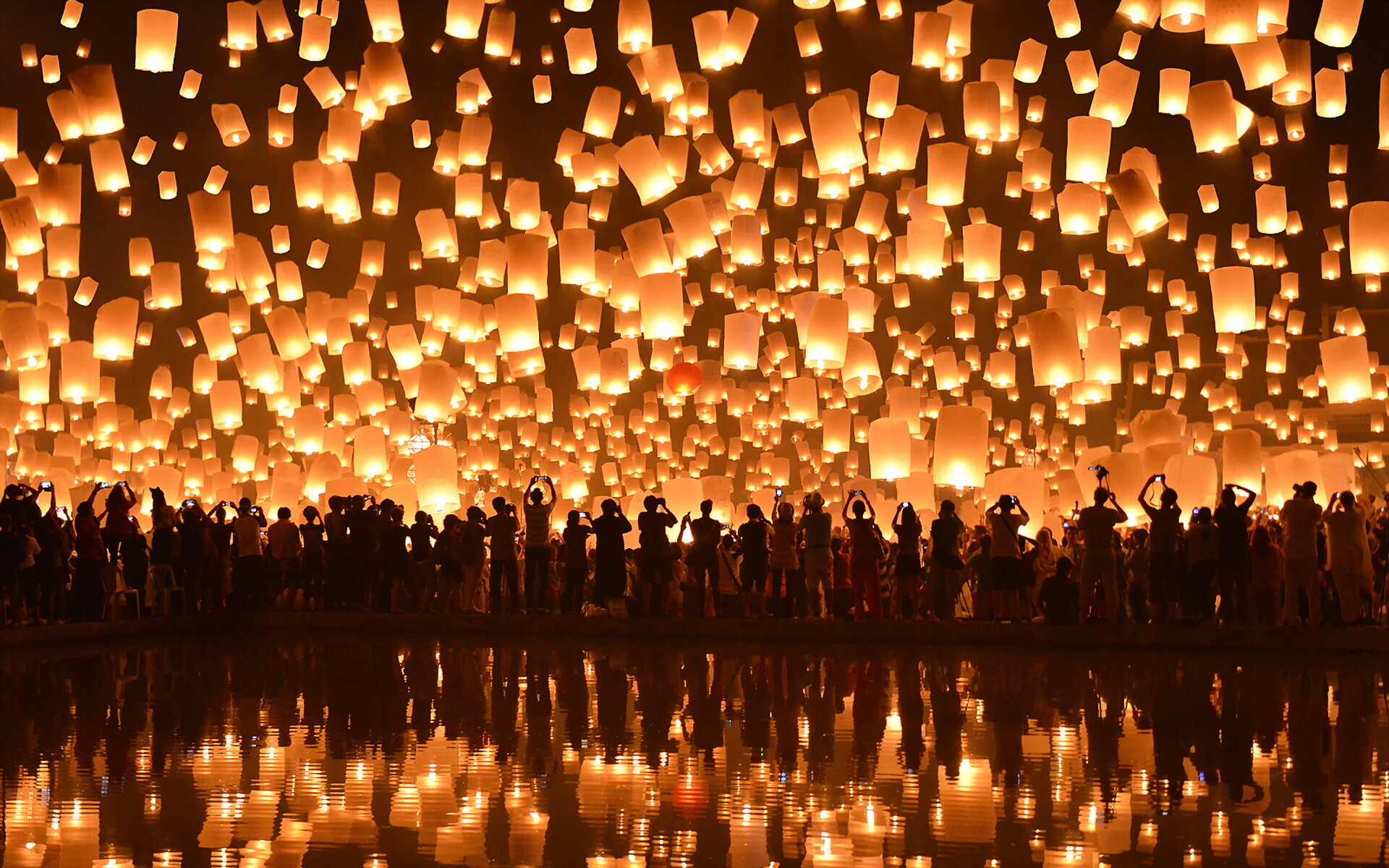 Loy Krathong festival, Lanterns Wallpaper, 1920x1200 HD Desktop