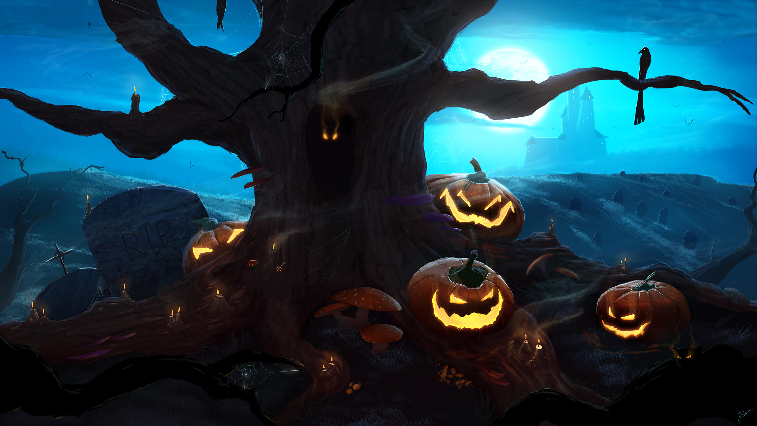 Halloween digital art, Festive wallpapers, Artistic expressions, Holiday celebrations, 2560x1440 HD Desktop