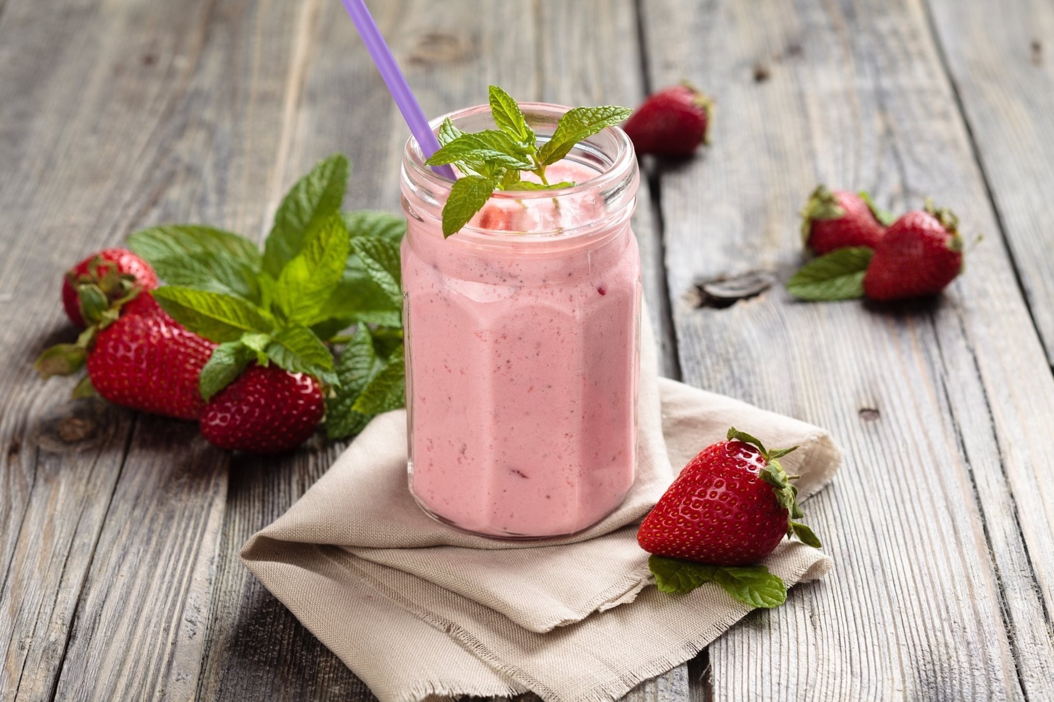 Strawberry milkshake, Artistic wallpaper, Delicious drink, Refreshing delight, 2050x1370 HD Desktop