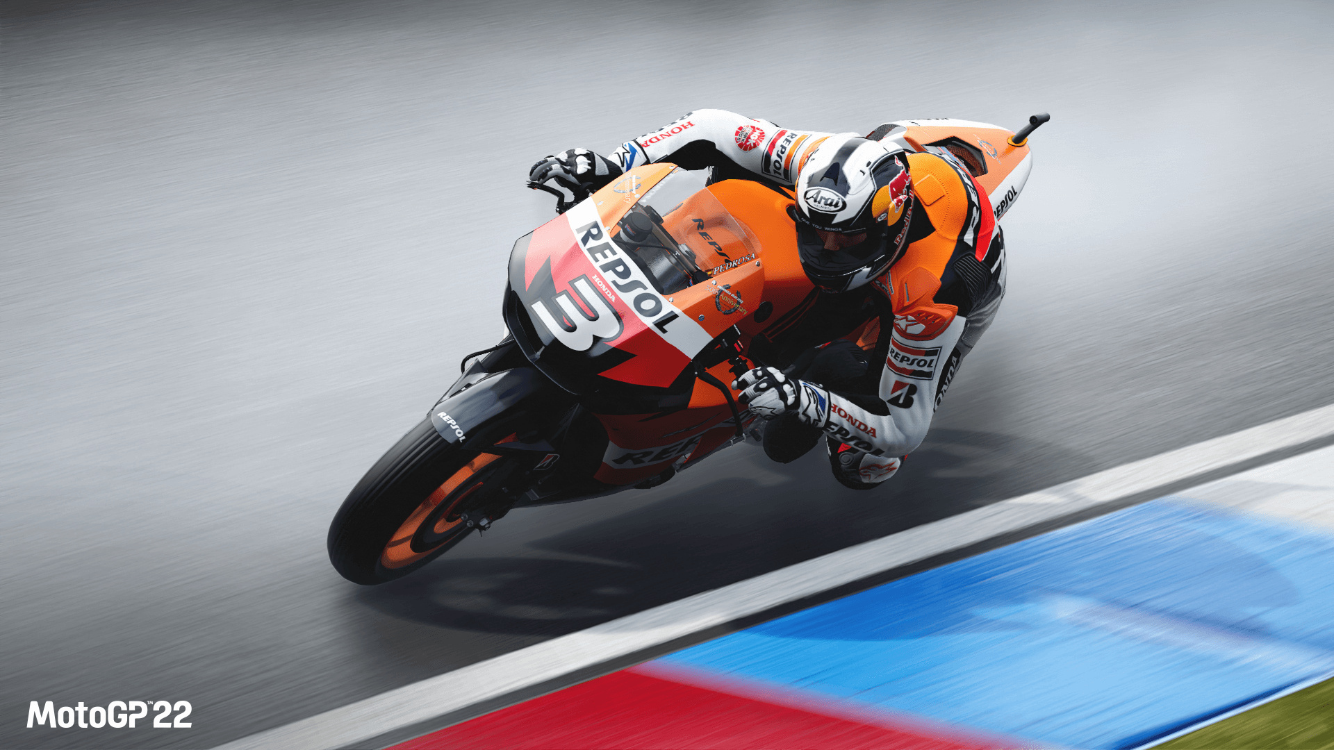 Dani Pedrosa Repsol Honda, MotoGP 22, Racetrack kerb corner, Full HD Desktop wallpaper