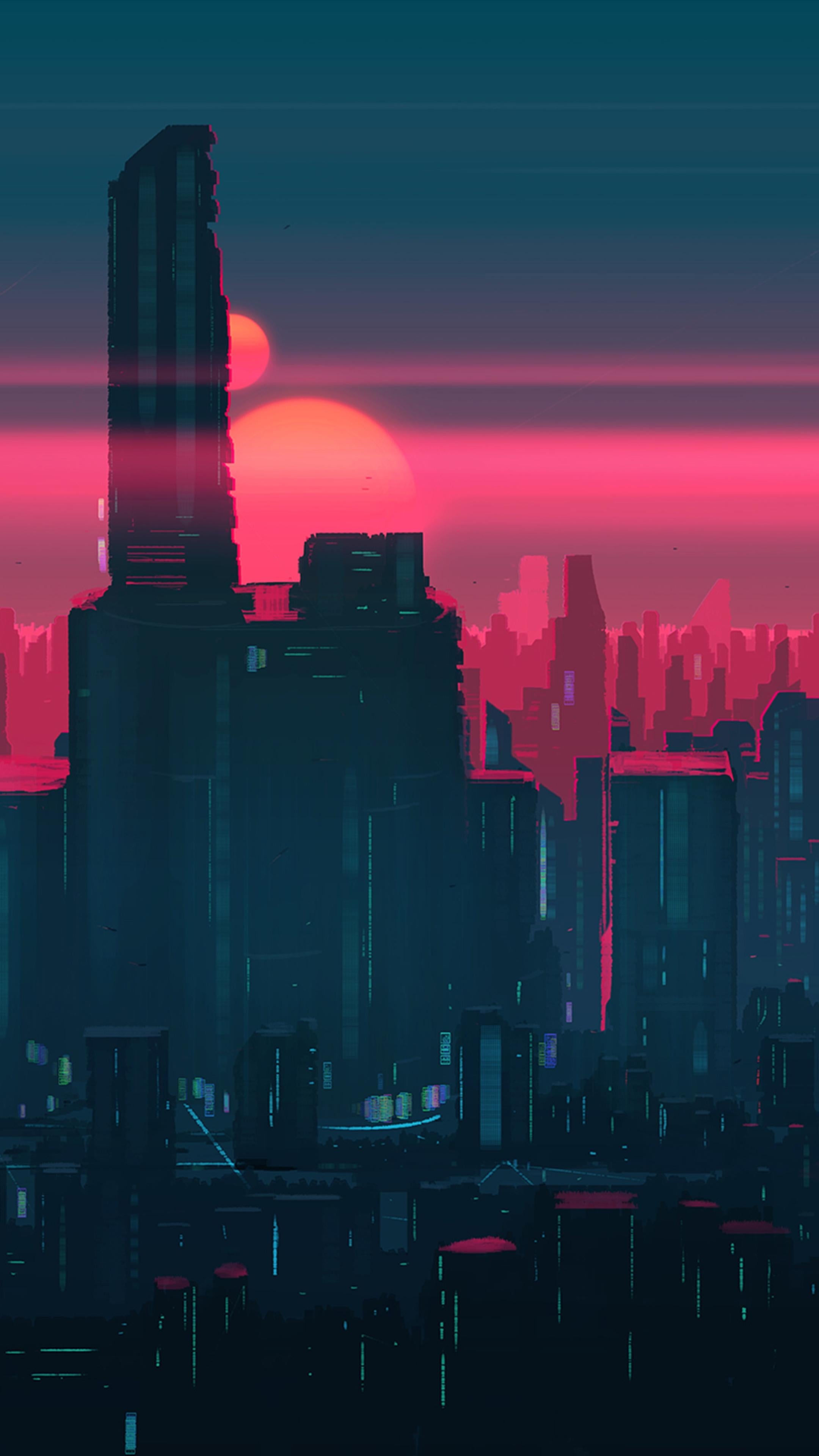 Building skyscrapers, Tower afterglow, 2160x3840 4K Phone