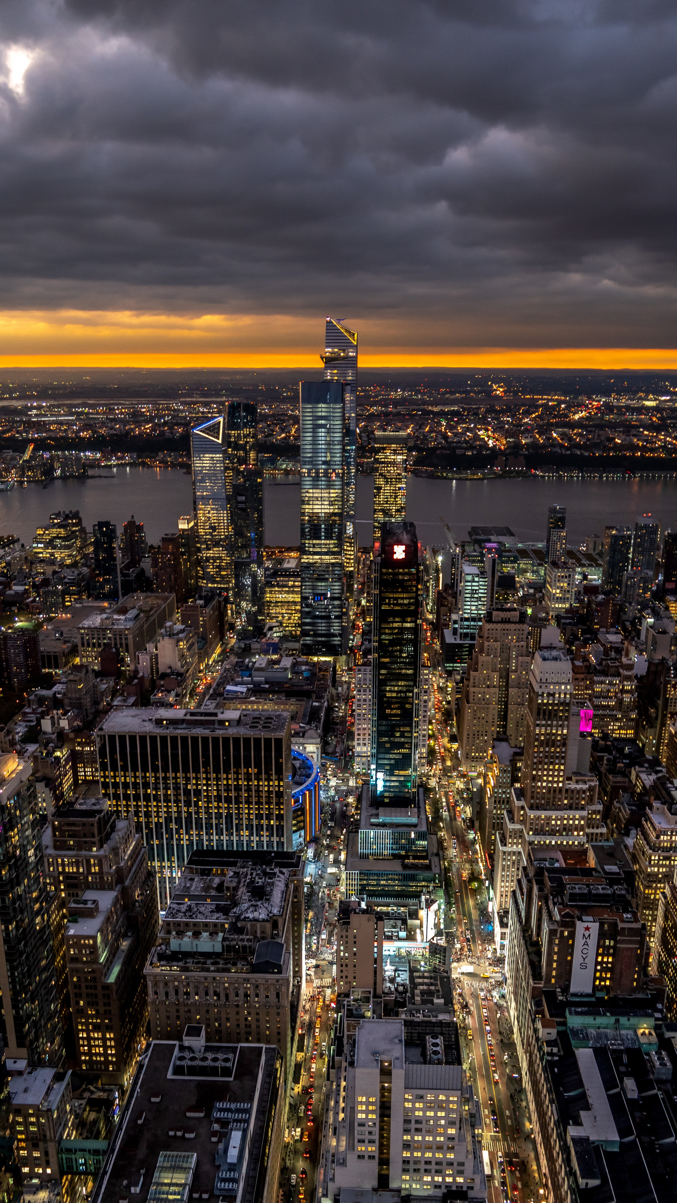 Travels, Skyline, Aerial view, Night, 2160x3840 4K Phone