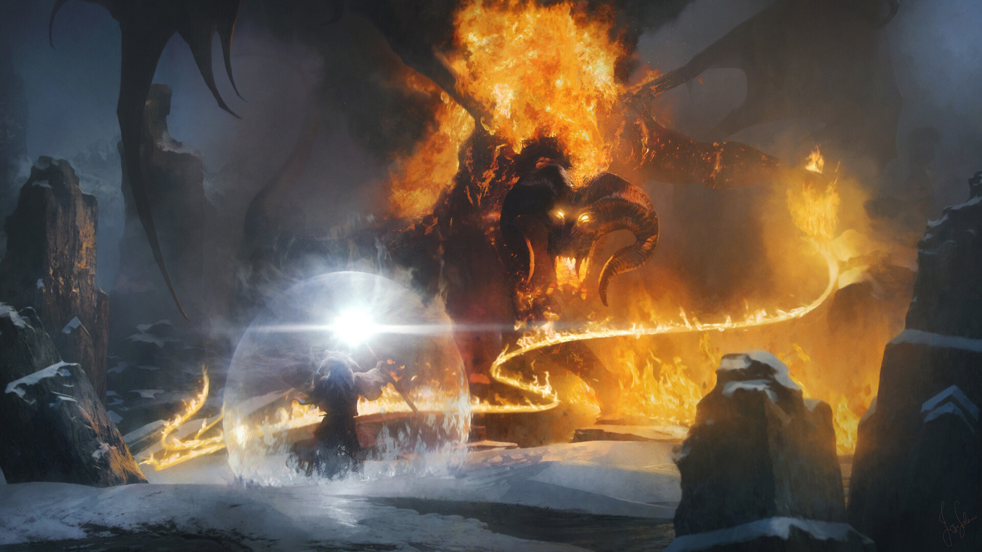 Balrog, Lord of the Rings, Legendary showdown, HD wallpapers, 1920x1080 Full HD Desktop