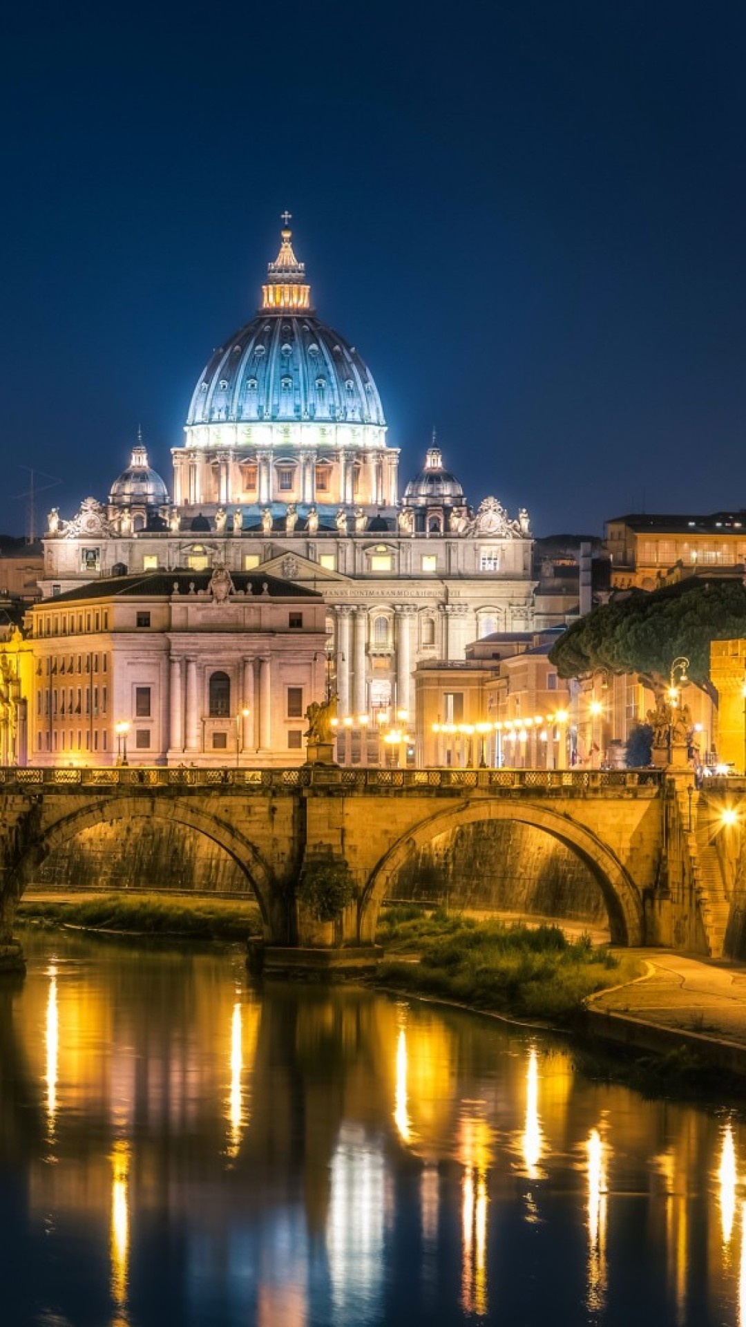 St Angelo Bridge, Italian tourism, Architectural marvel, Serene backdrop, 1080x1920 Full HD Phone