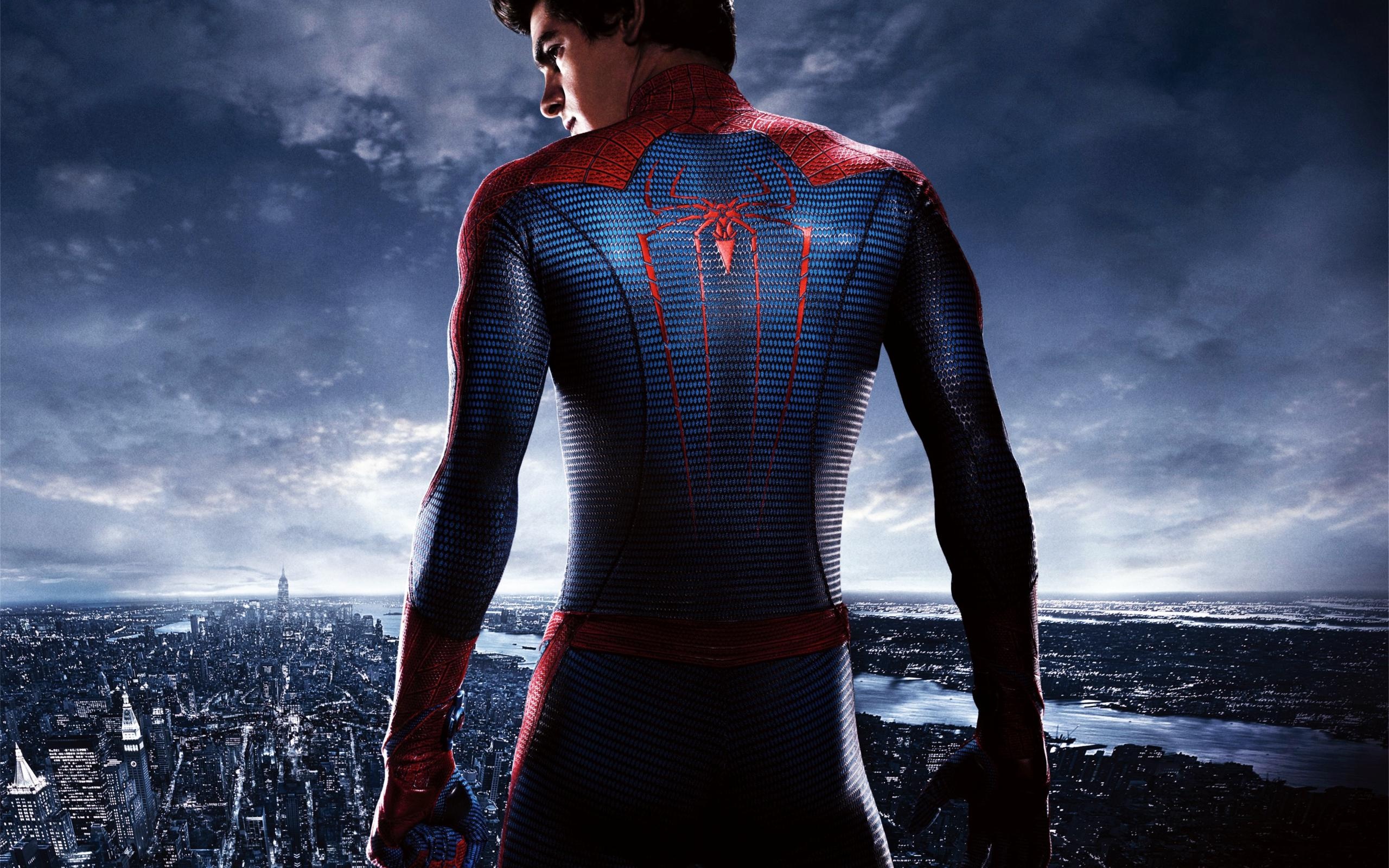 Andrew Garfield Spider-Man, The Amazing Spider-Man suit, New York City skyline, HD Desktop wallpaper