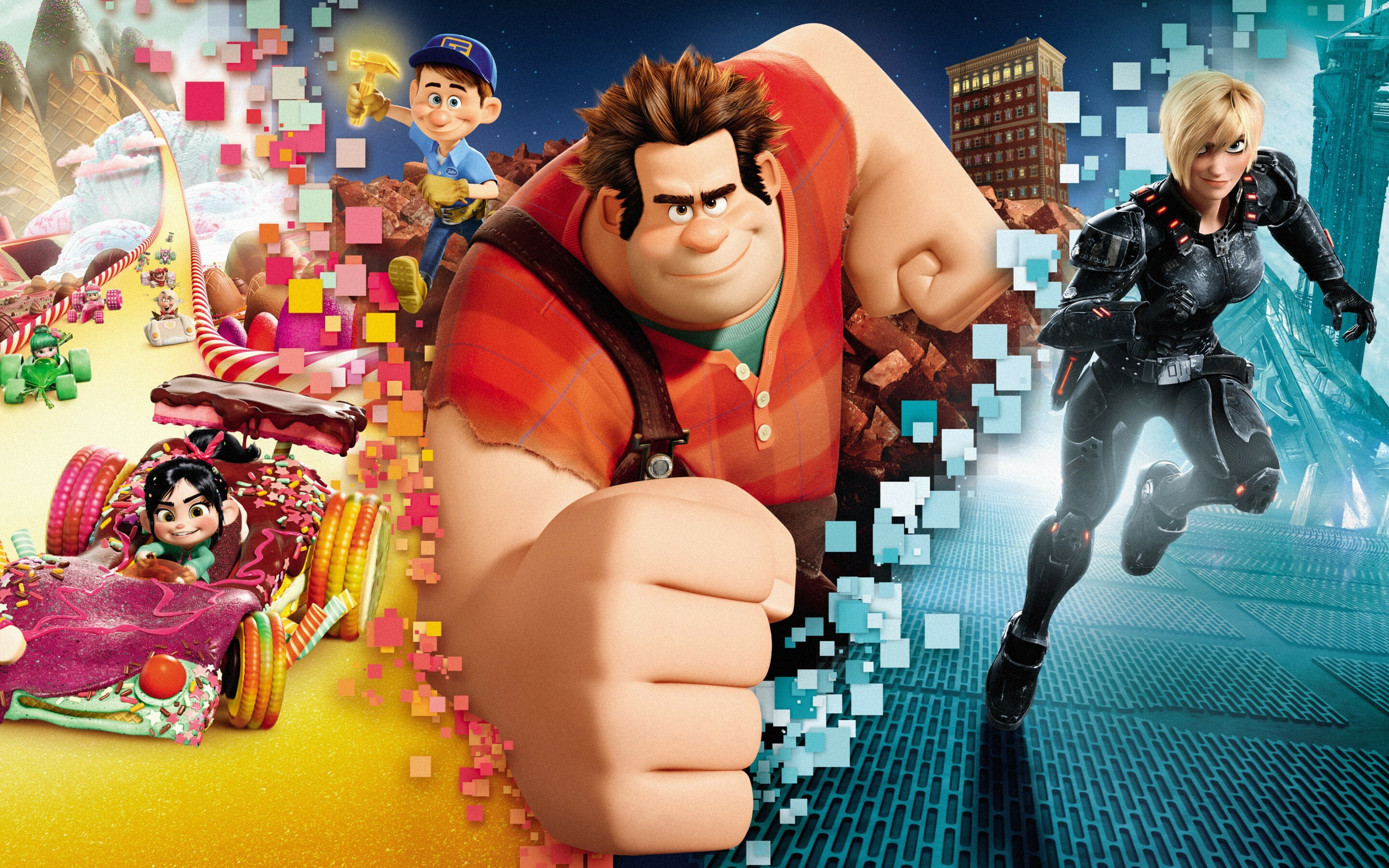 Wreck-It Ralph movie, Wide-scale chaos, Action-packed scenes, Animated frenzy, 2880x1800 HD Desktop