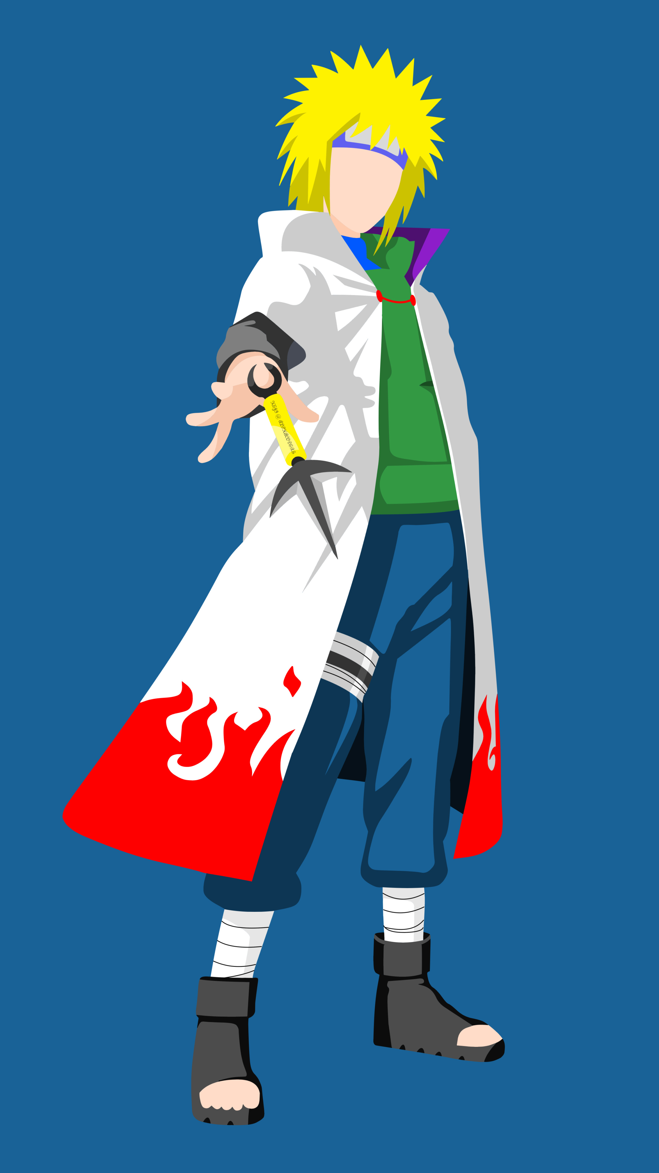 Minato Namikaze, Flying Thunder God kunai, Fourth Hokage cloak, 4K Phone wallpaper