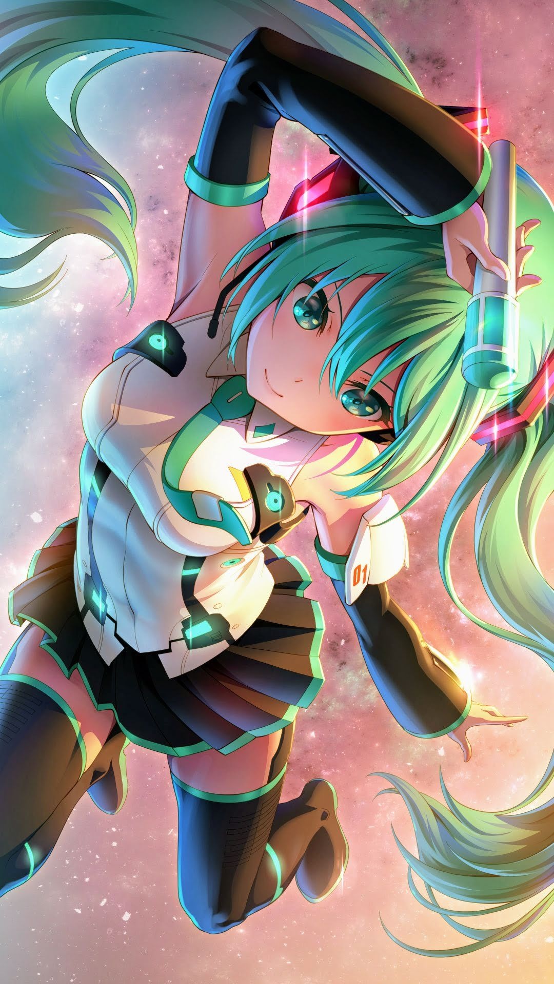 Hatsune Miku, Anime girl, Cute neko character, Artistic wallpaper, 1080x1920 Full HD Phone