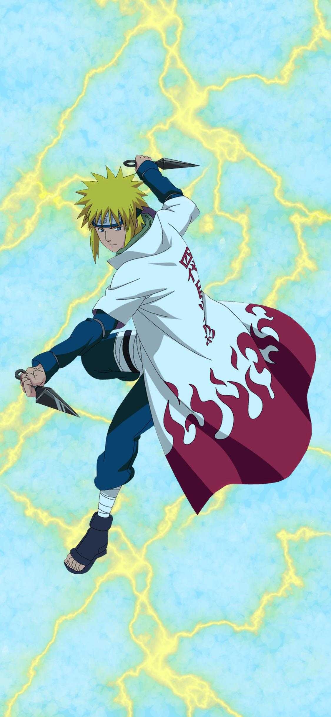 Minato Namikaze, Fourth Hokage haori, yellow lightning bolts, HD Phone wallpaper