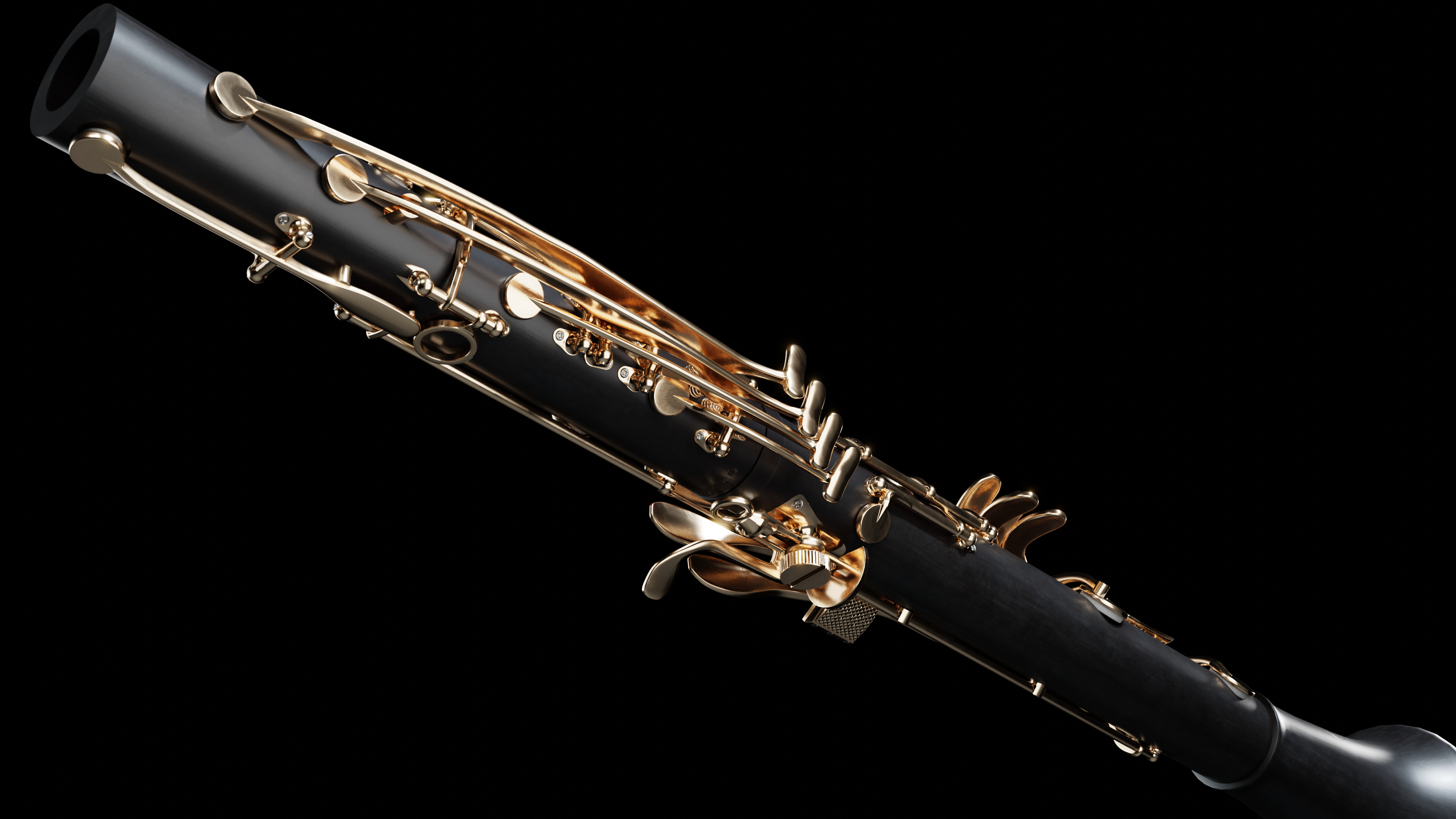 Clarinet's elegance, Mopflop's 3D model, Intricate details, Realistic textures, 3840x2160 4K Desktop