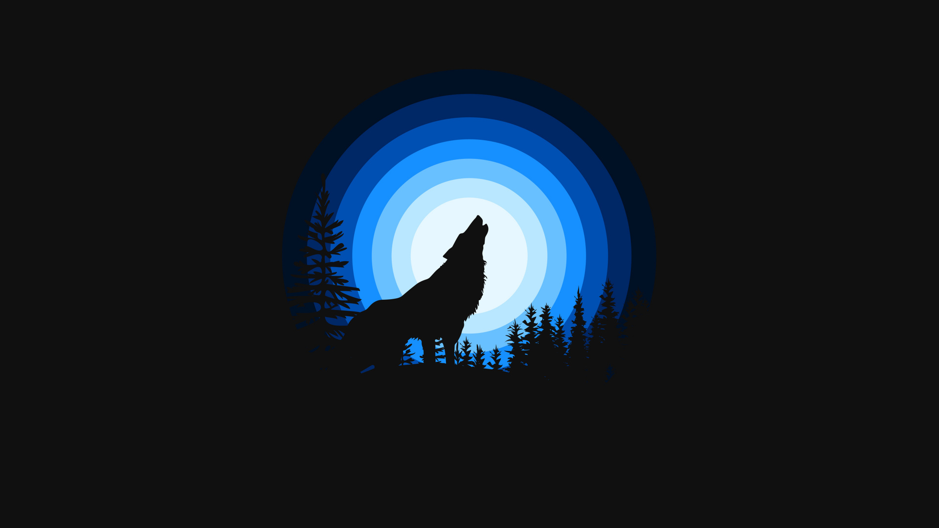 Silhouette of howling wolf, Abstract wallpaper, Dark and mysterious, Expressive art, 1920x1080 Full HD Desktop