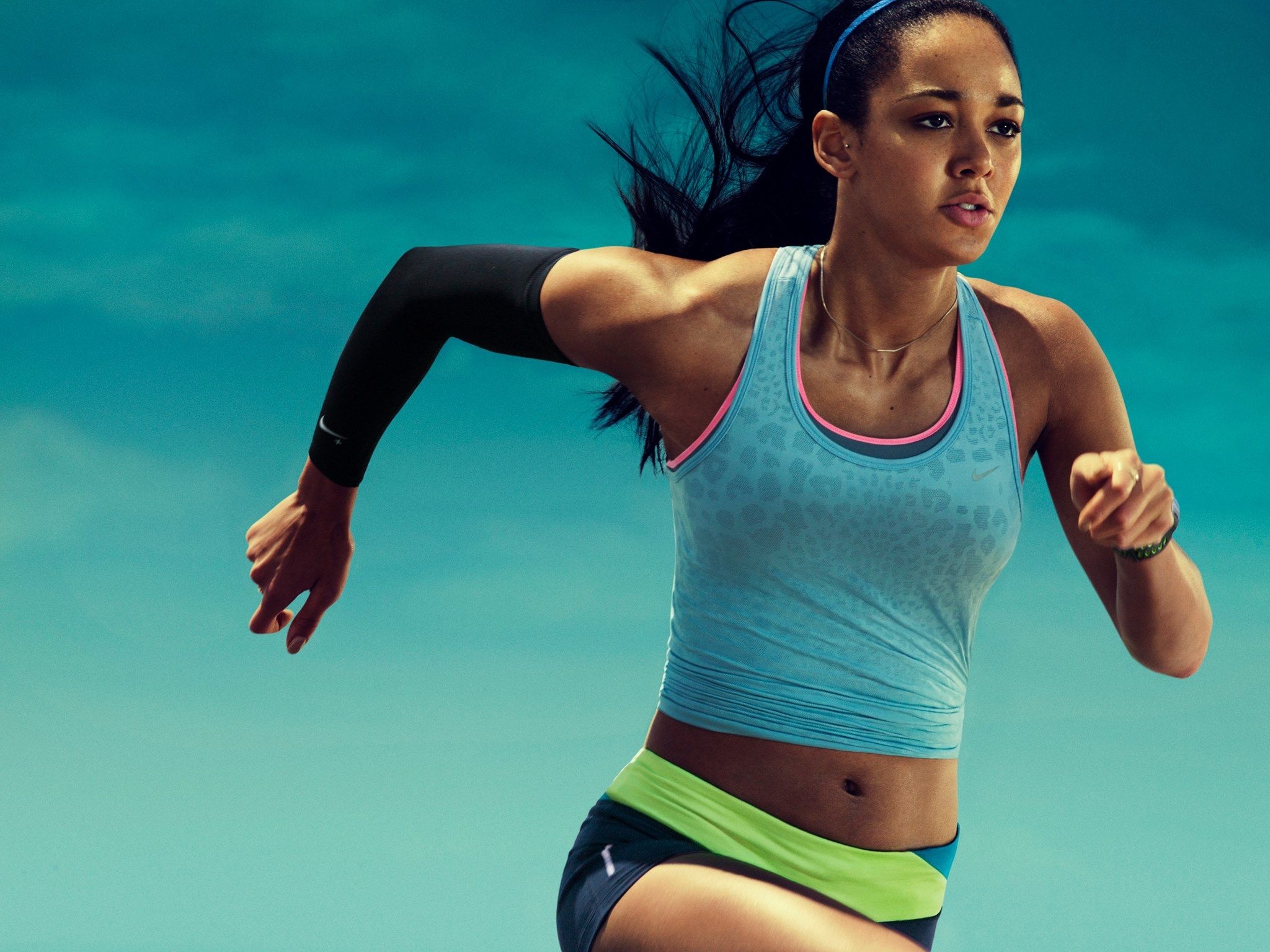 Katarina Johnson-Thompson, Nike top, ruching design, fashion model, 2050x1540 HD Desktop