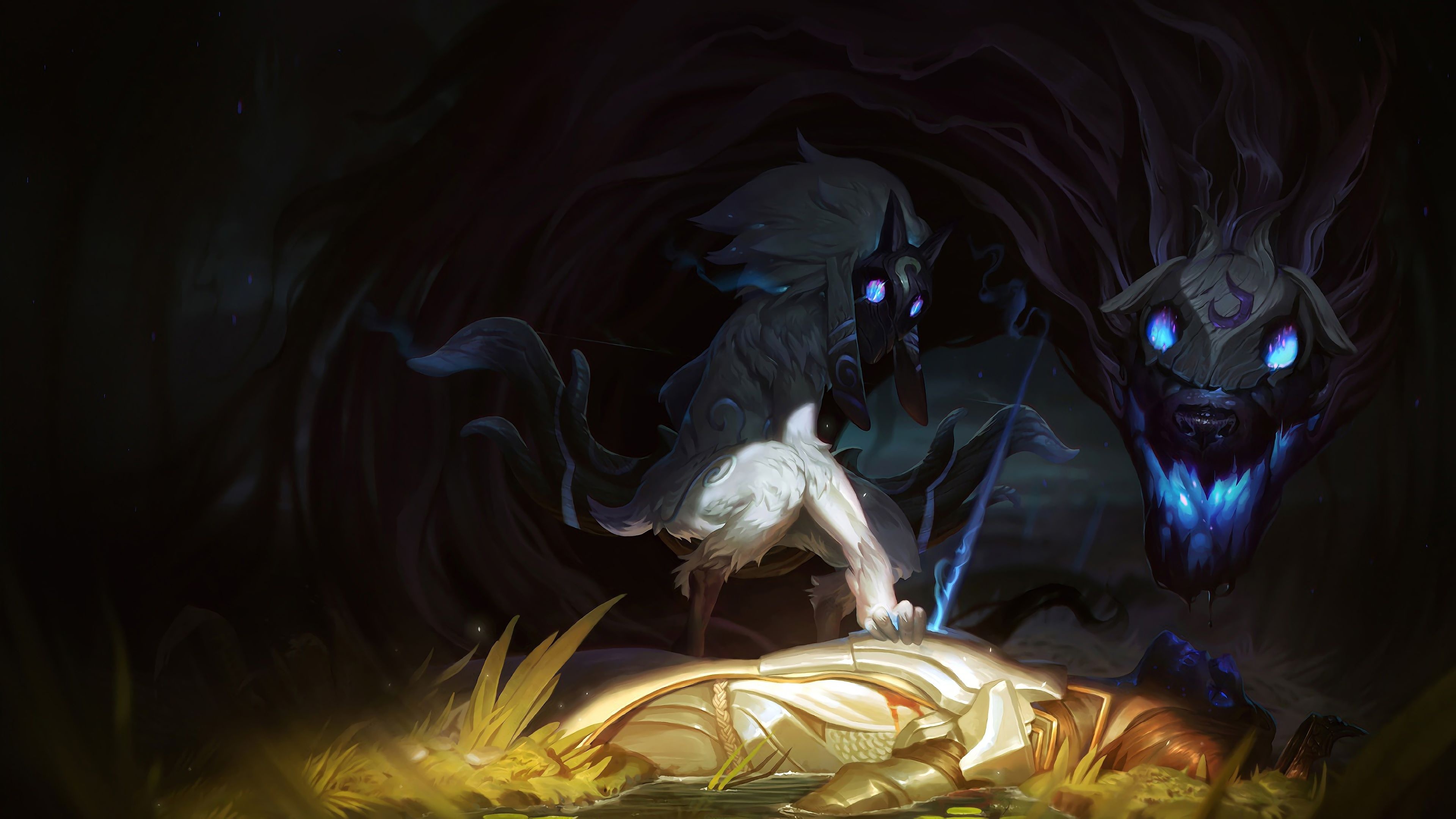 Kindred, League of Legends splash art, League of Legends characters, Gaming, 3840x2160 4K Desktop