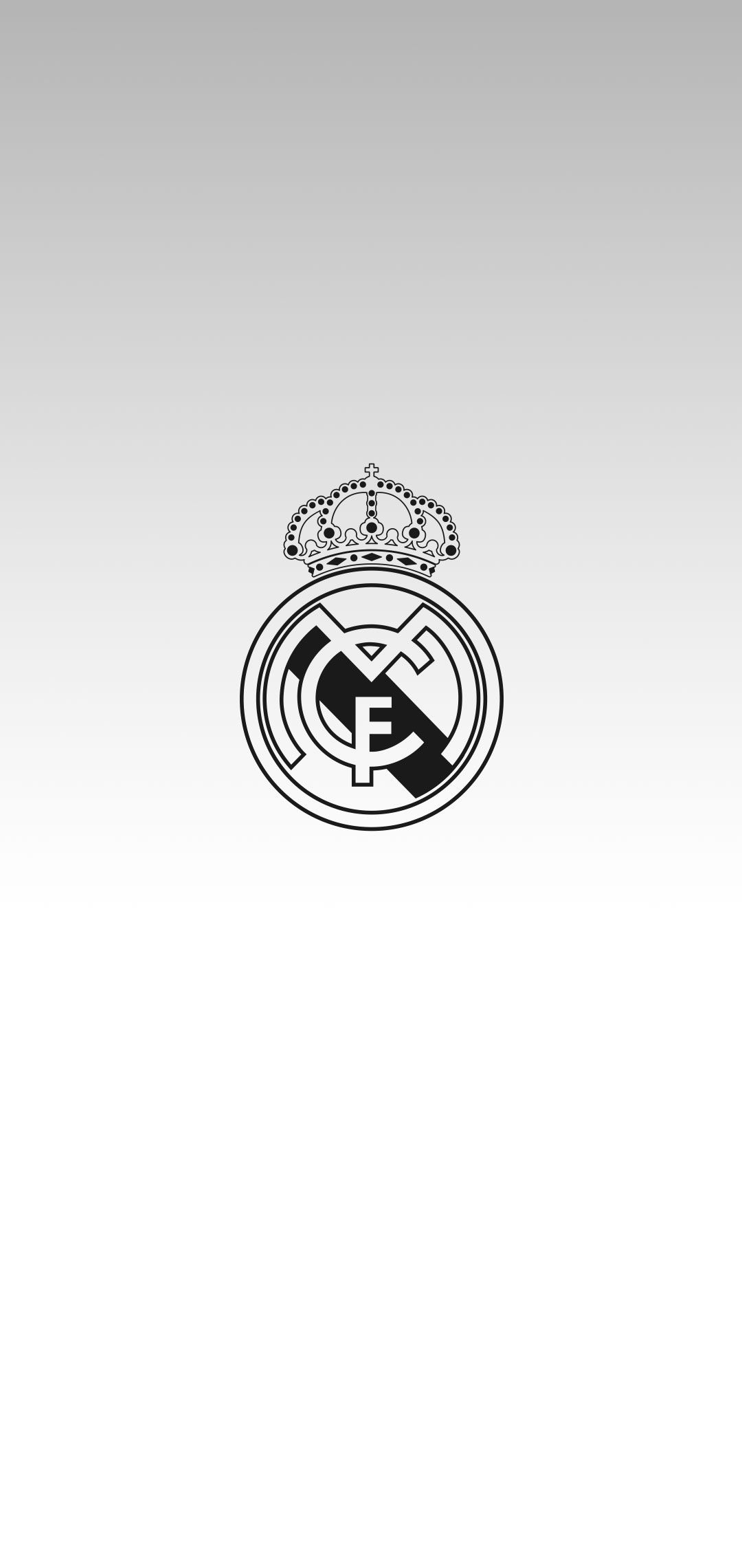 Real Madrid CF crest, royal crown emblem, minimalist monochrome gradient, HD Phone wallpaper