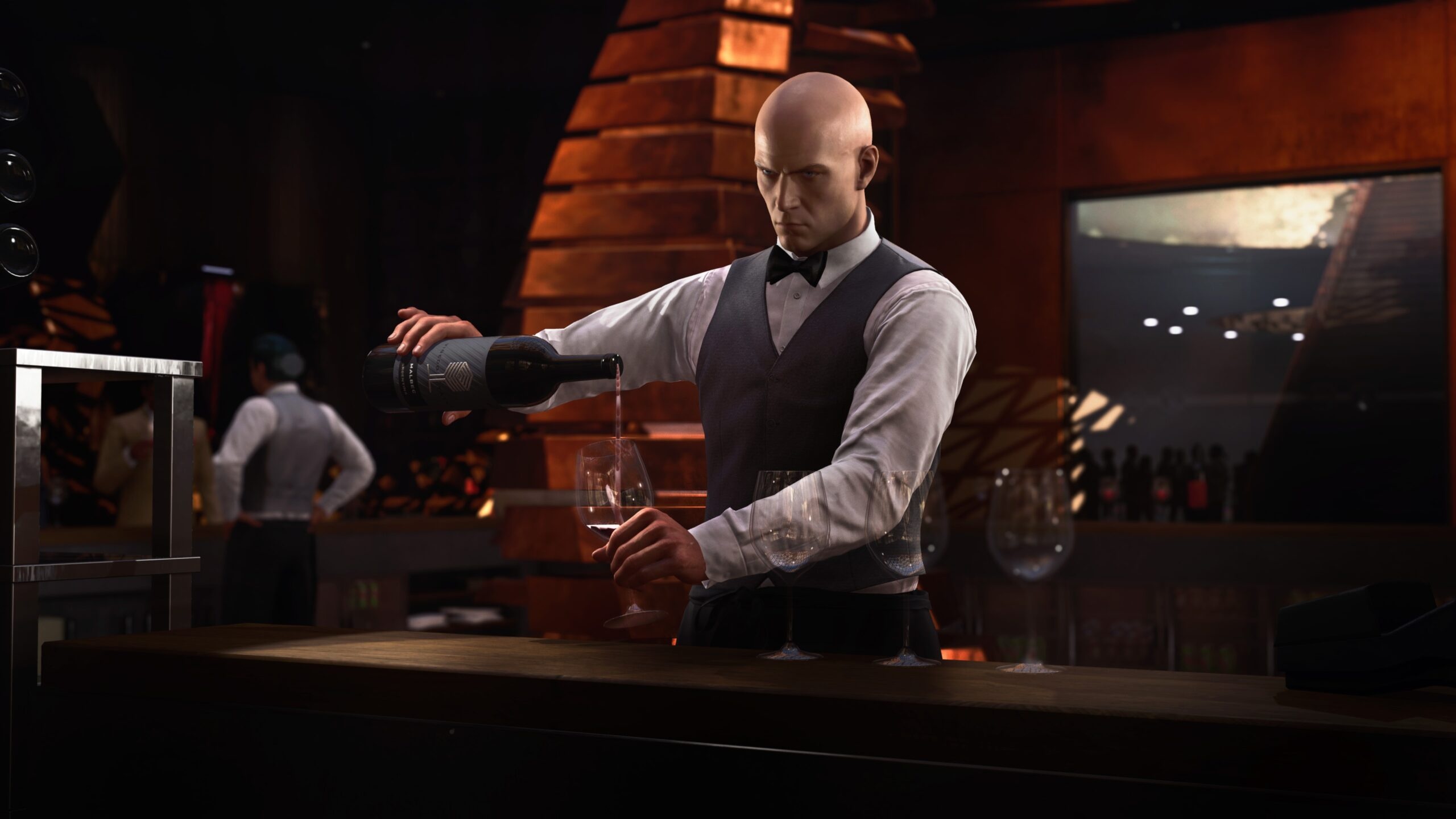 Agent 47, Mendoza winery bar, Hitman 3, HD Desktop wallpaper