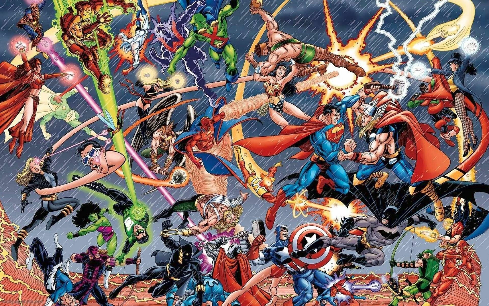 DC vs. Marvel, Desktop wallpapers, Comic book matchup, Superhero rivalry, 1920x1200 HD Desktop