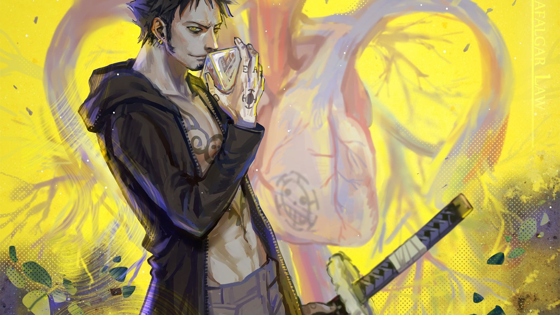 Trafalgar D. Water Law, One Piece, Katana, Background, 1920x1080 Full HD Desktop