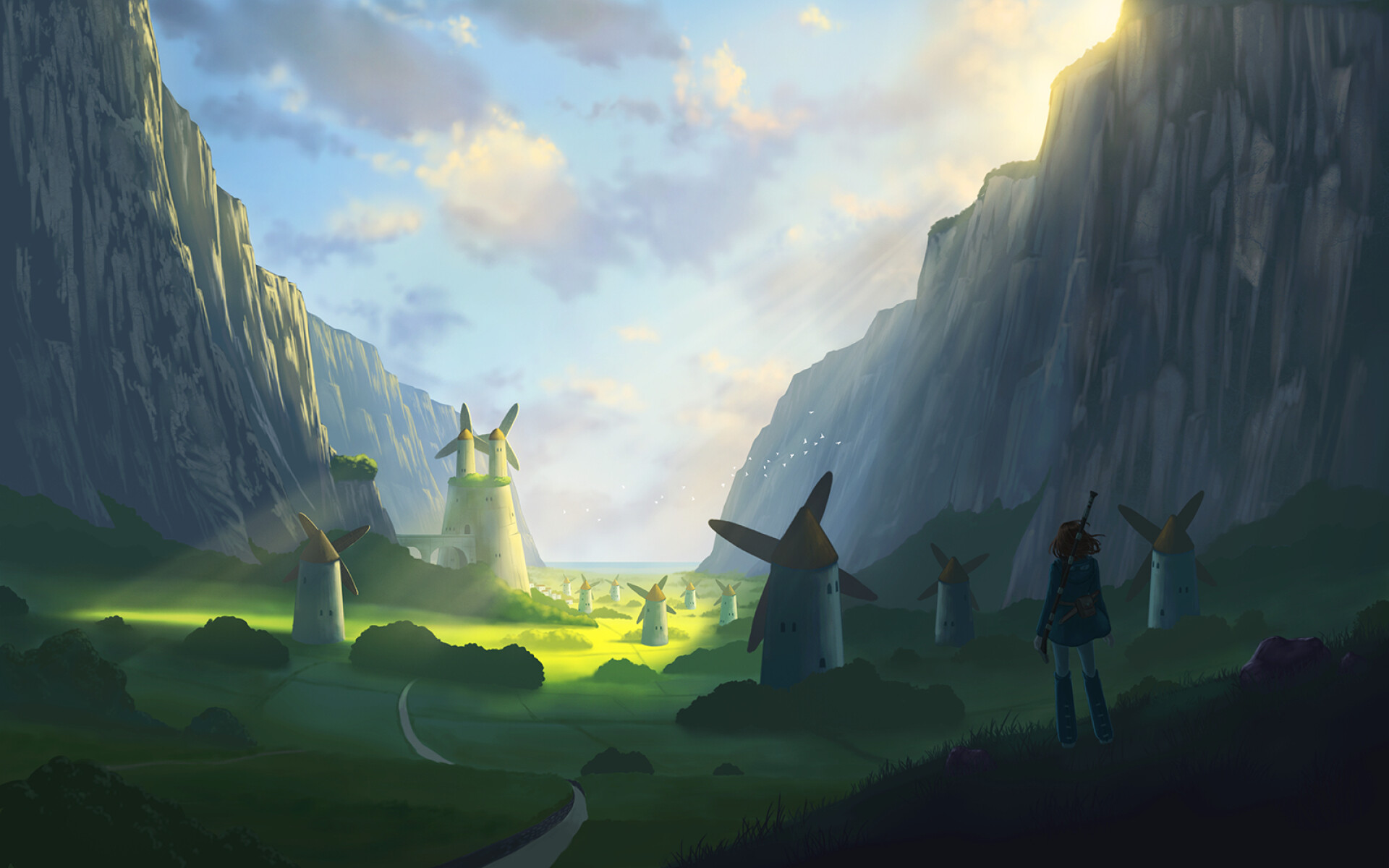 Nausicaa of the Valley of the Wind, Studio Ghibli classic, Scenic backgrounds, Studio Ghibli tribute, 1920x1200 HD Desktop