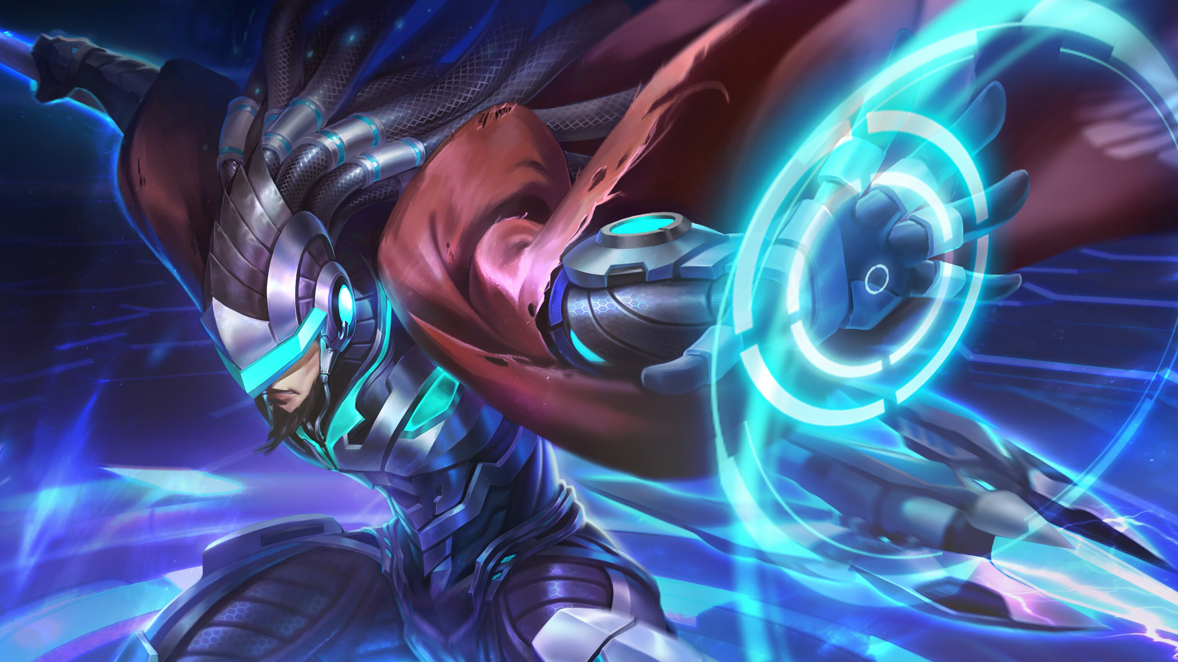 Alpha Onslaught skin, Mobile Legends Bang Bang, holographic energy shield, 4K Desktop wallpaper