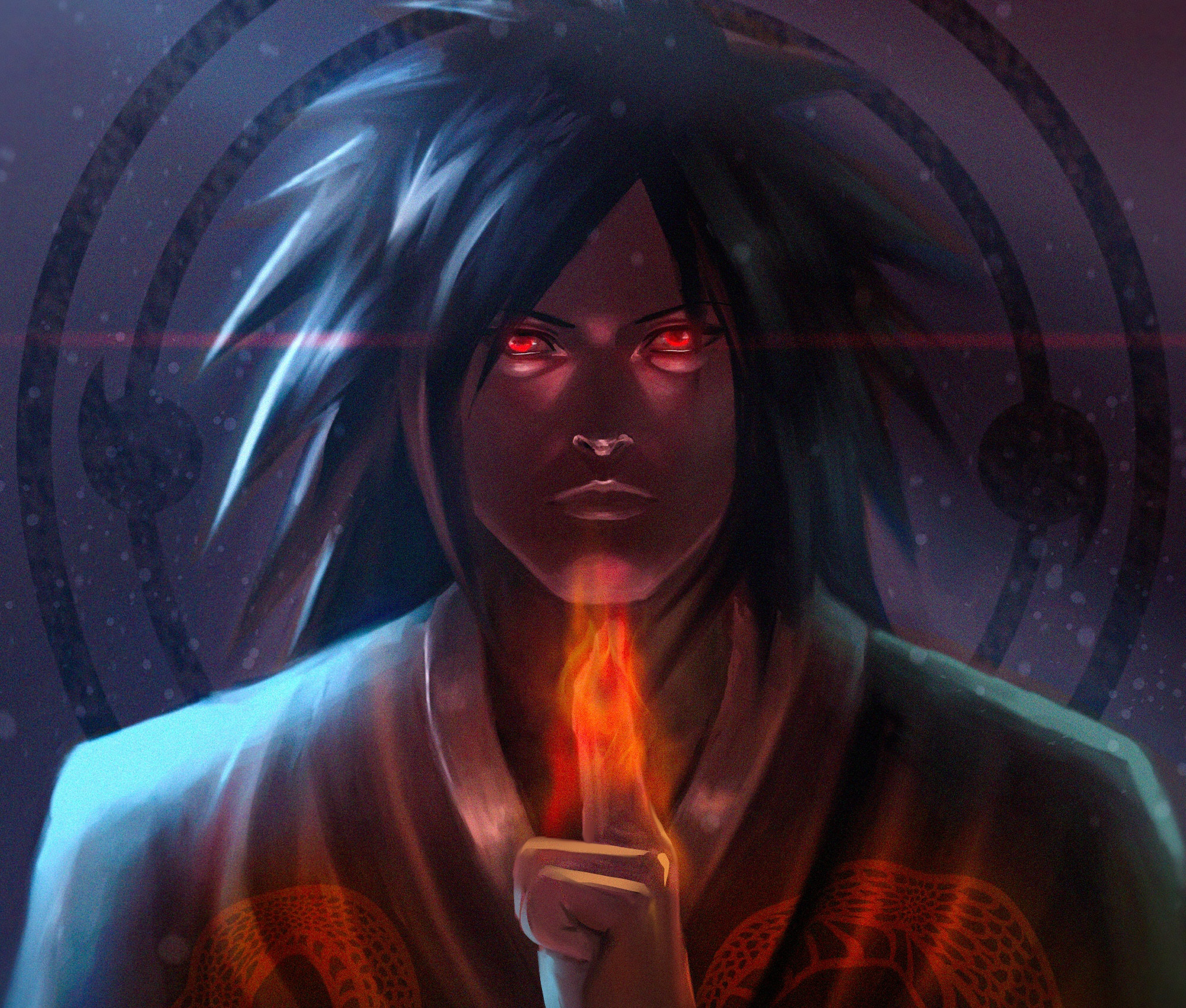 Madara Uchiha, Eternal Mangekyo Sharingan, Fire Release hand seal, HD Desktop wallpaper