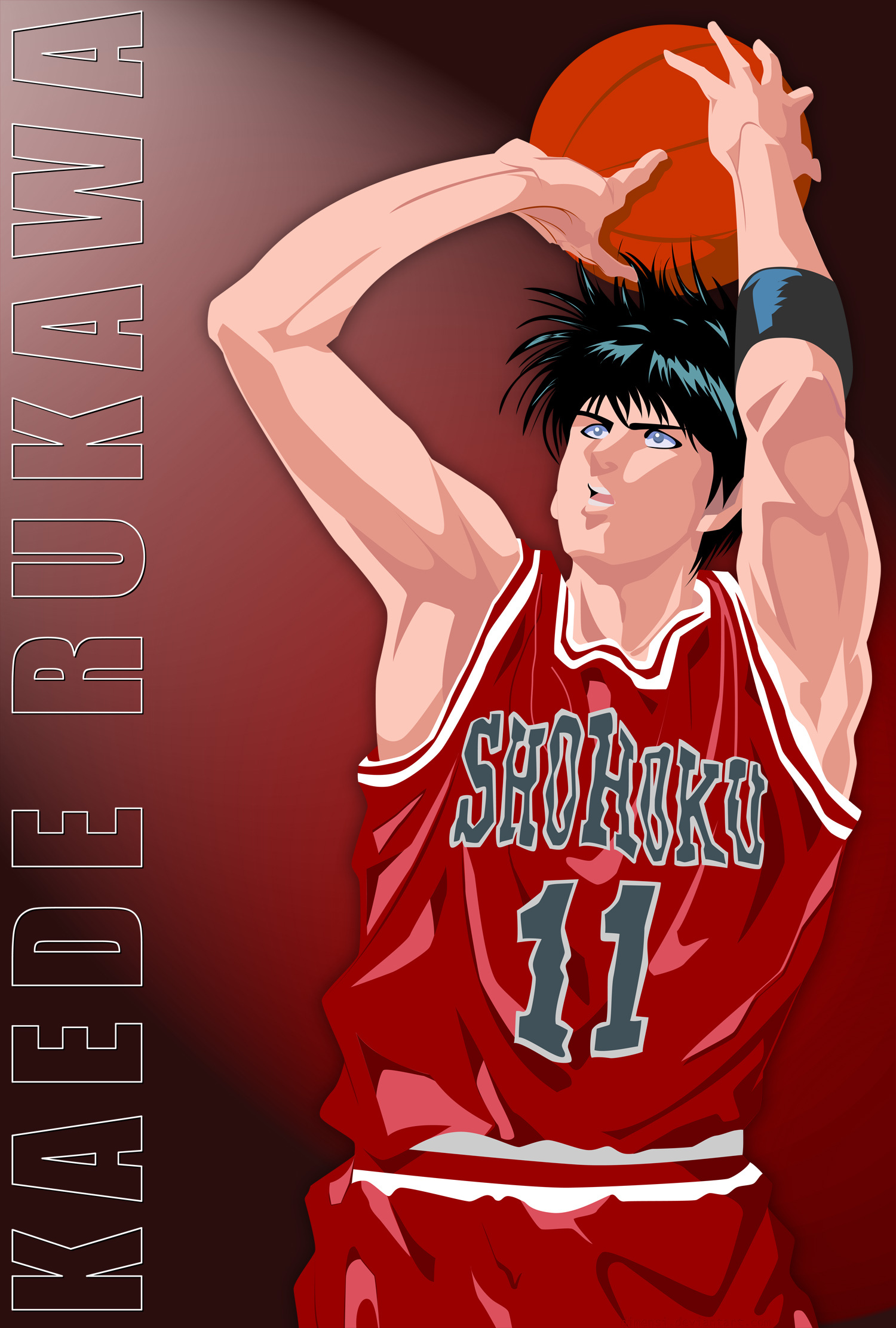 Kaede Rukawa, KAEDE RUKAWA text, Shohoku basketball jersey, HD Phone wallpaper