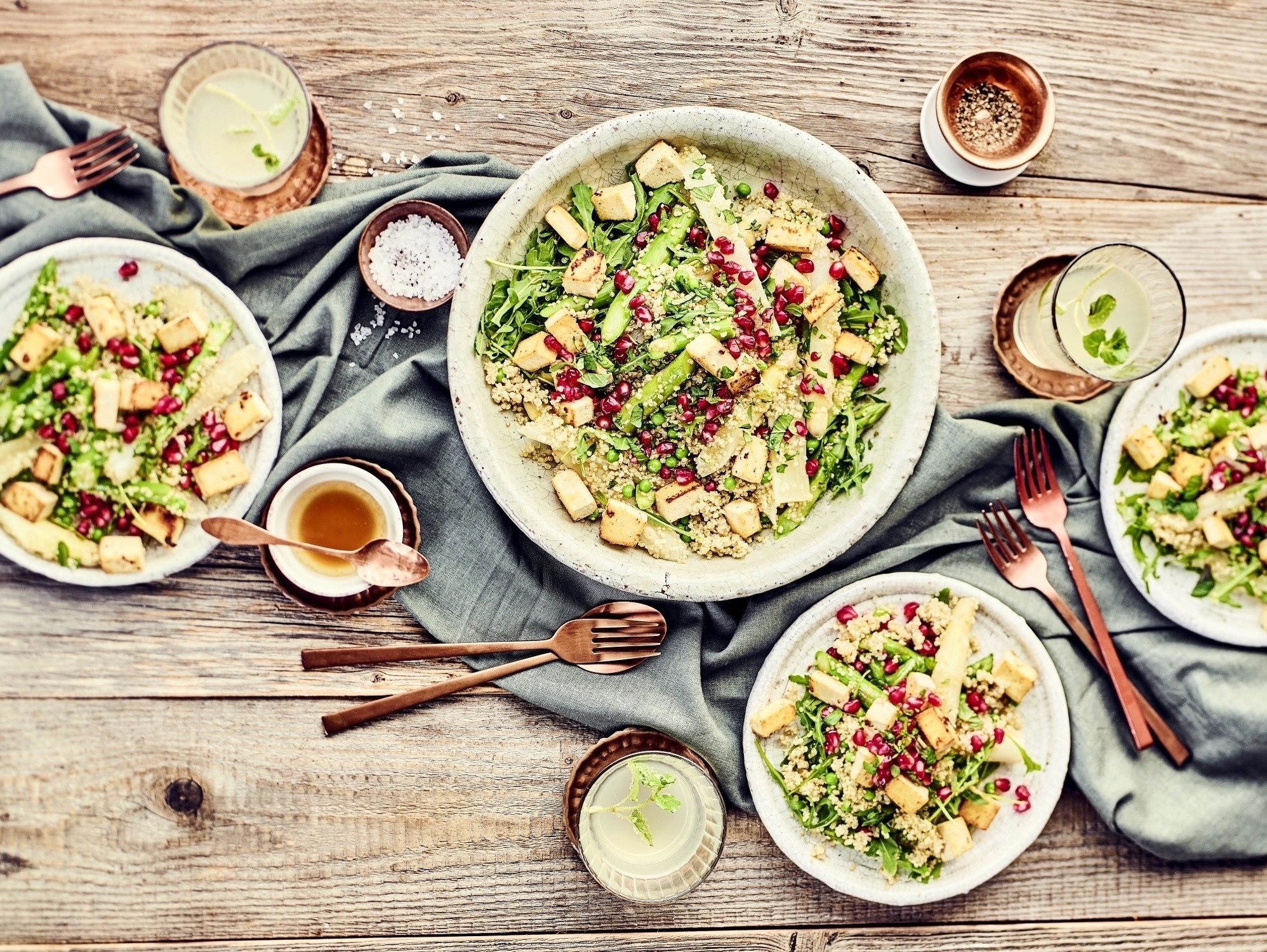 Asparagus tofu quinoa salad, Spring flavors, Marinated tofu, Fresh ingredients, 2000x1500 HD Desktop