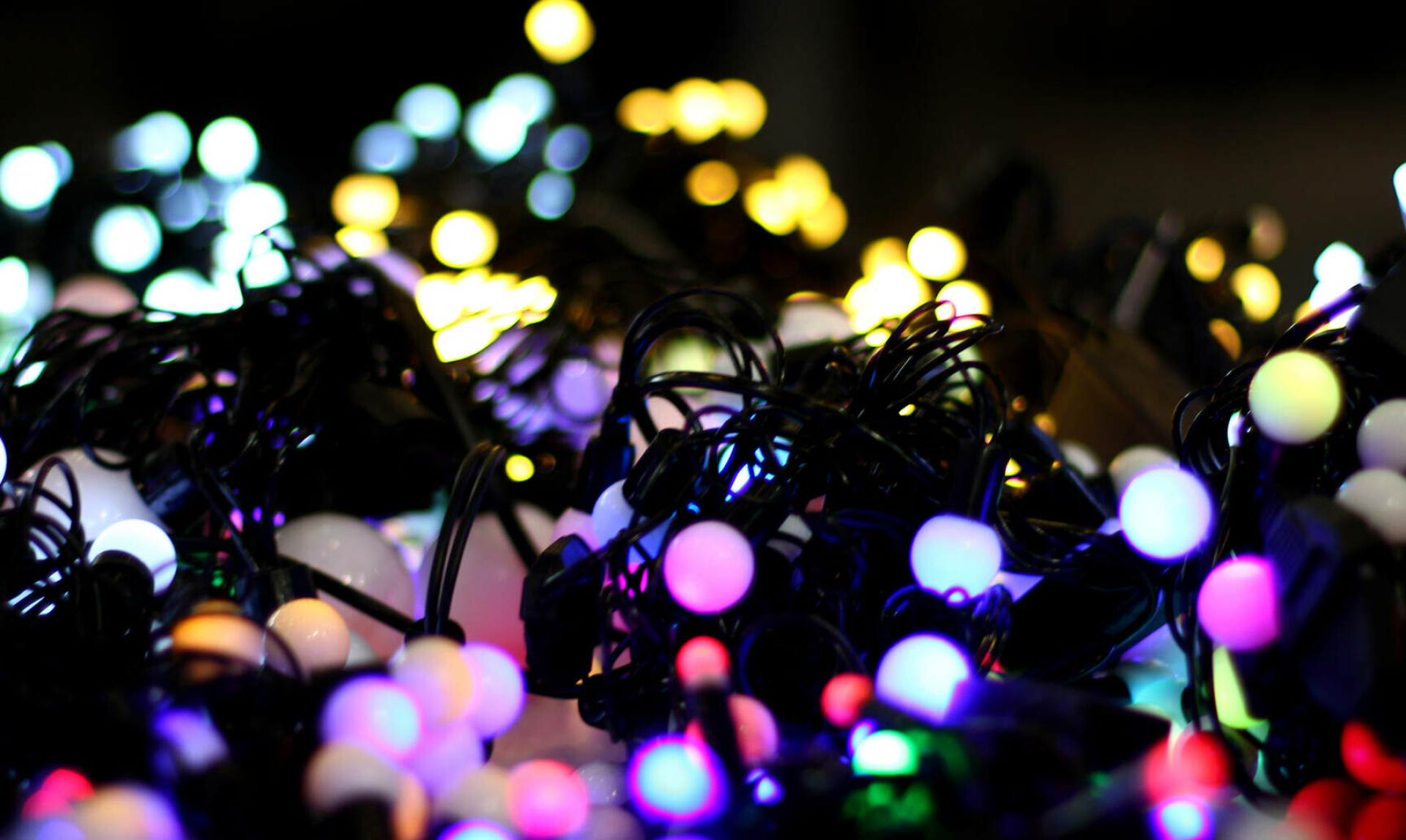 Blurred background, Christmas garlands, Colorful energy, Festive lights, 1920x1150 HD Desktop